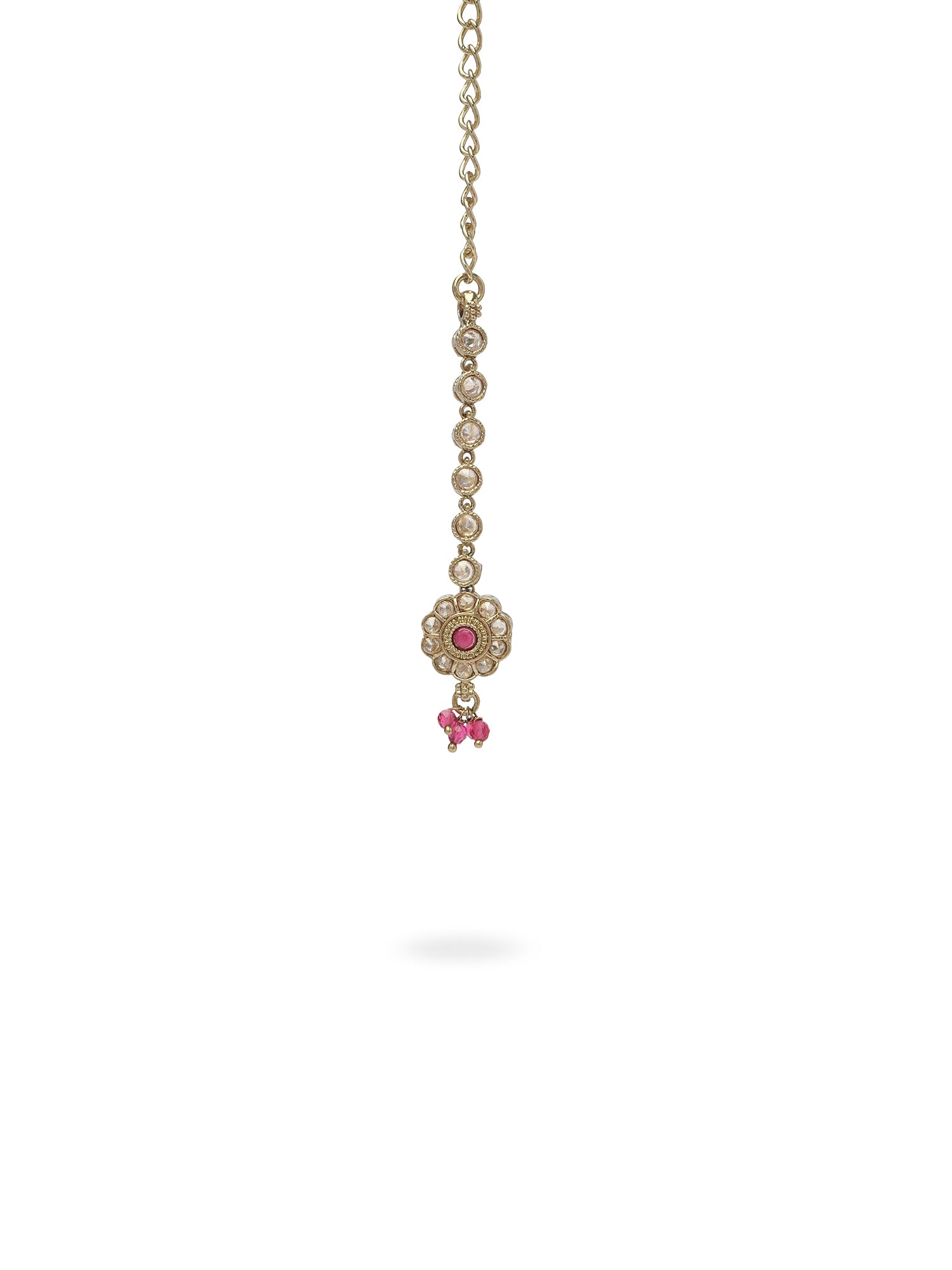 Phool Necklace Set in Hot Pink