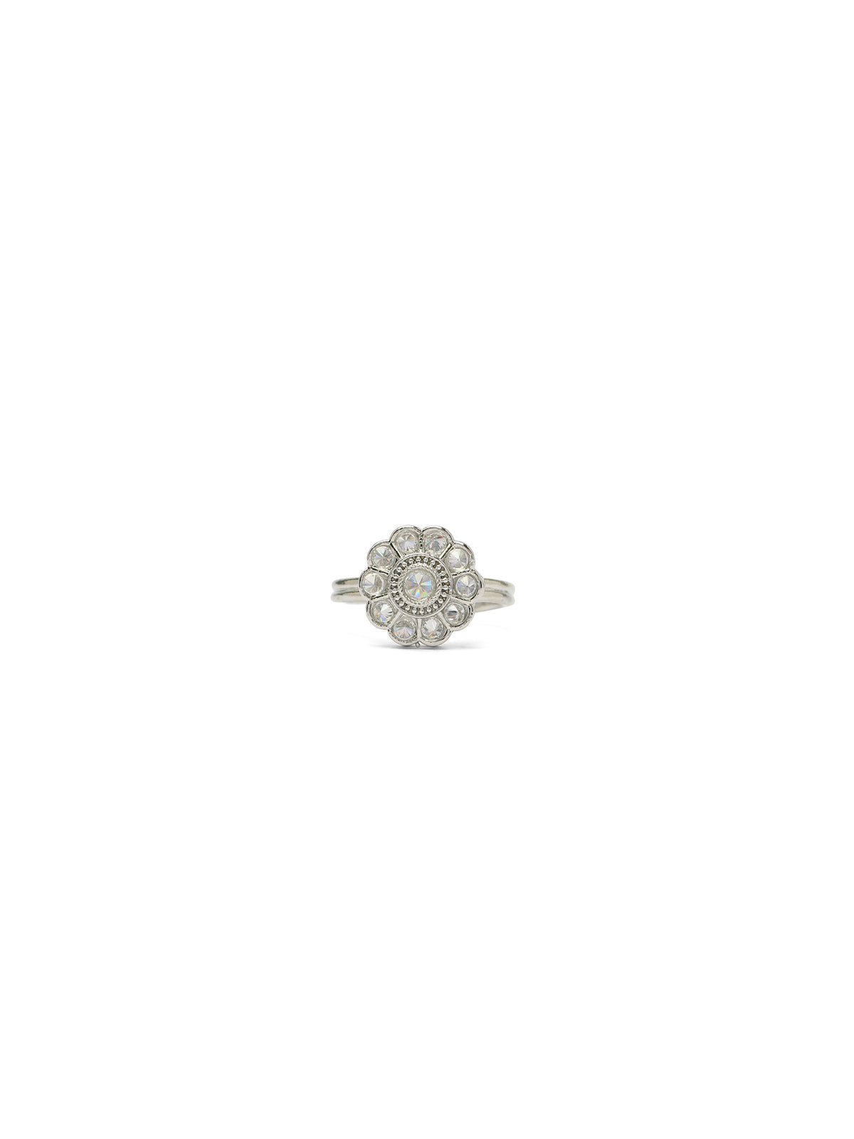 Phool Ring in White and Rhodium