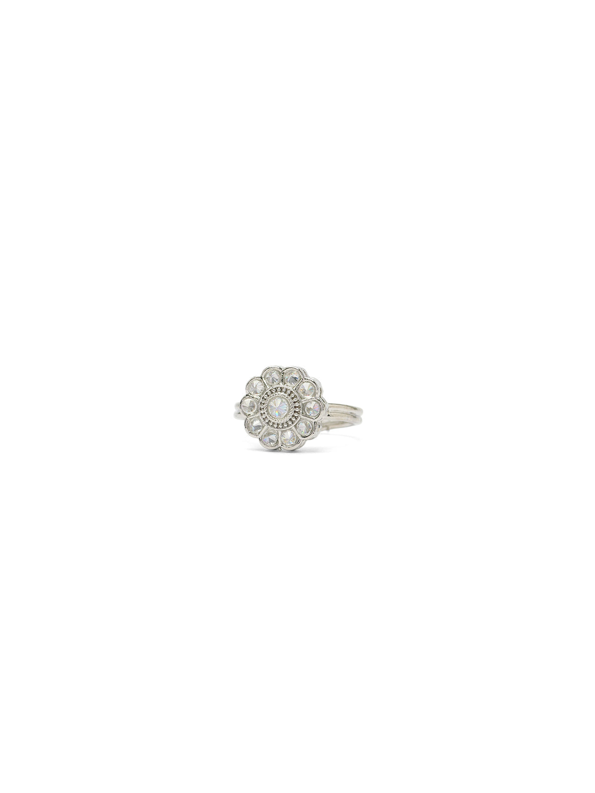 Phool Ring in White and Rhodium