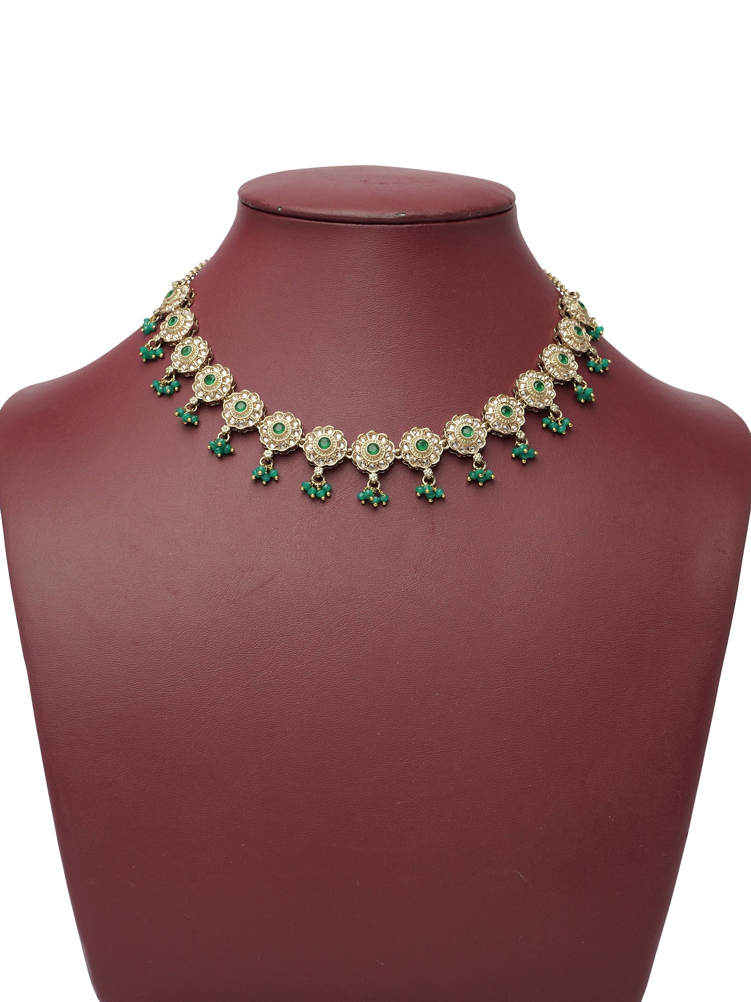 Phool Simple Necklace Set in Green