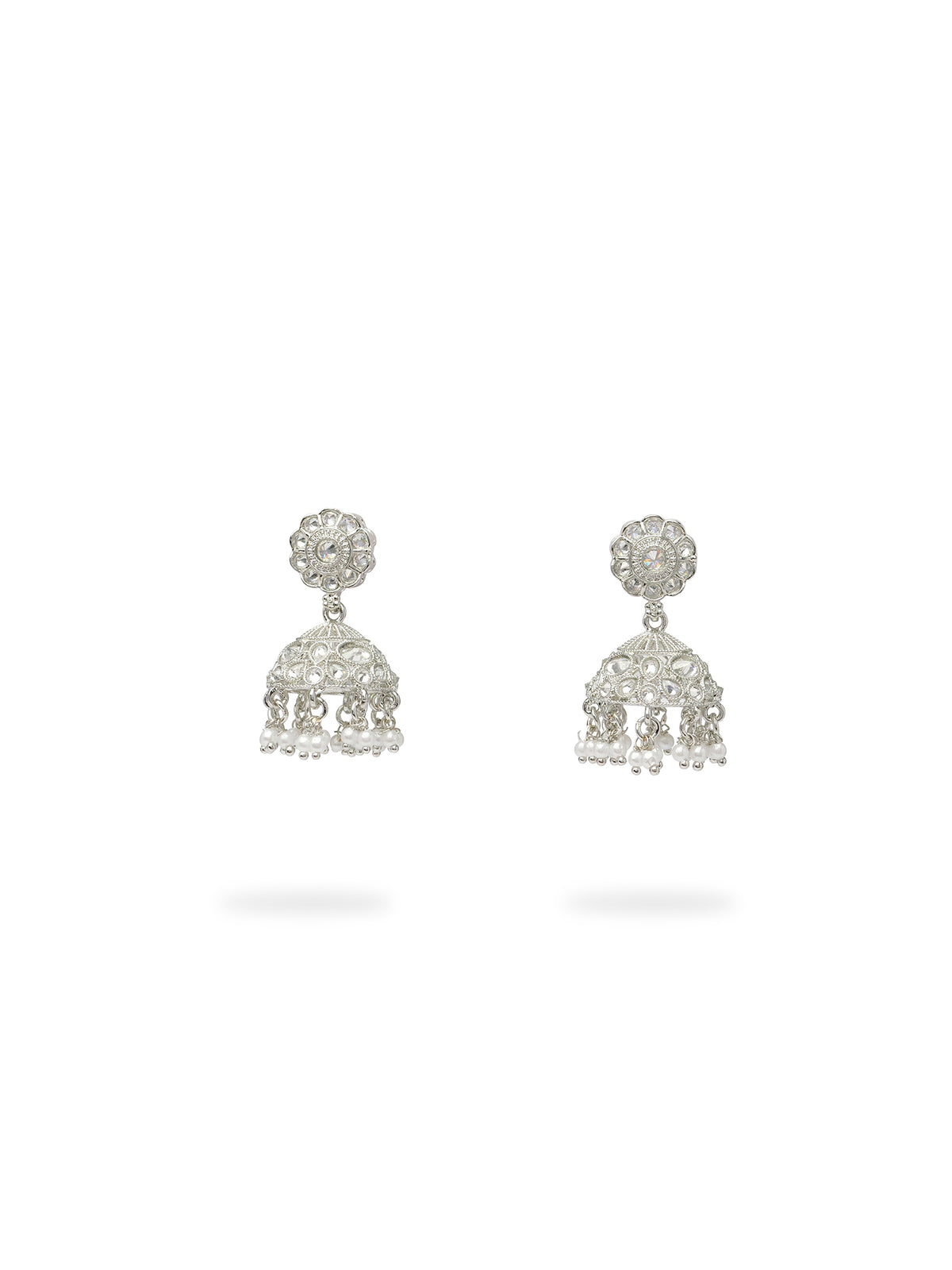 Phool Simple Necklace Set in Rhodium
