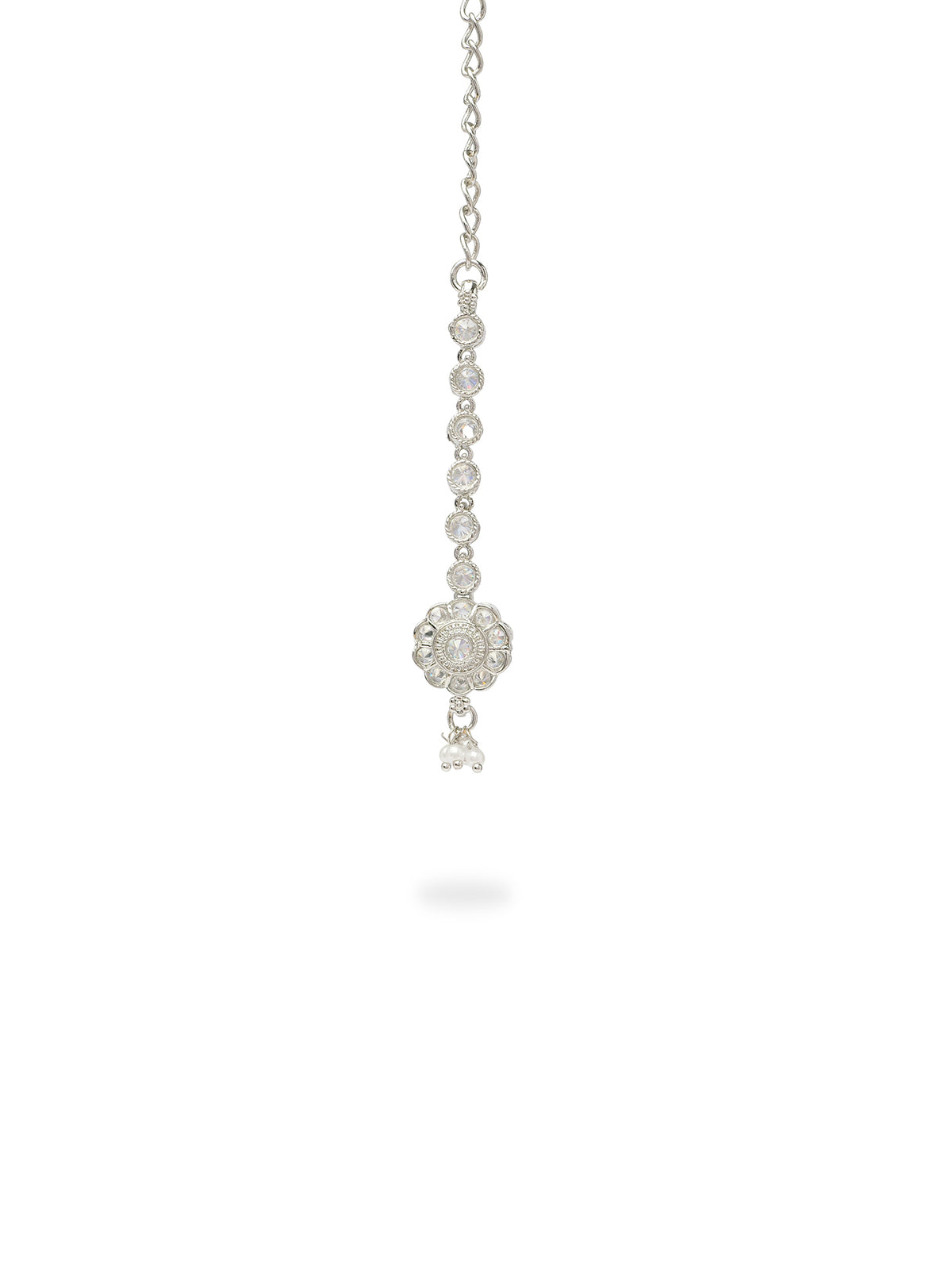 Phool Simple Necklace Set in Rhodium
