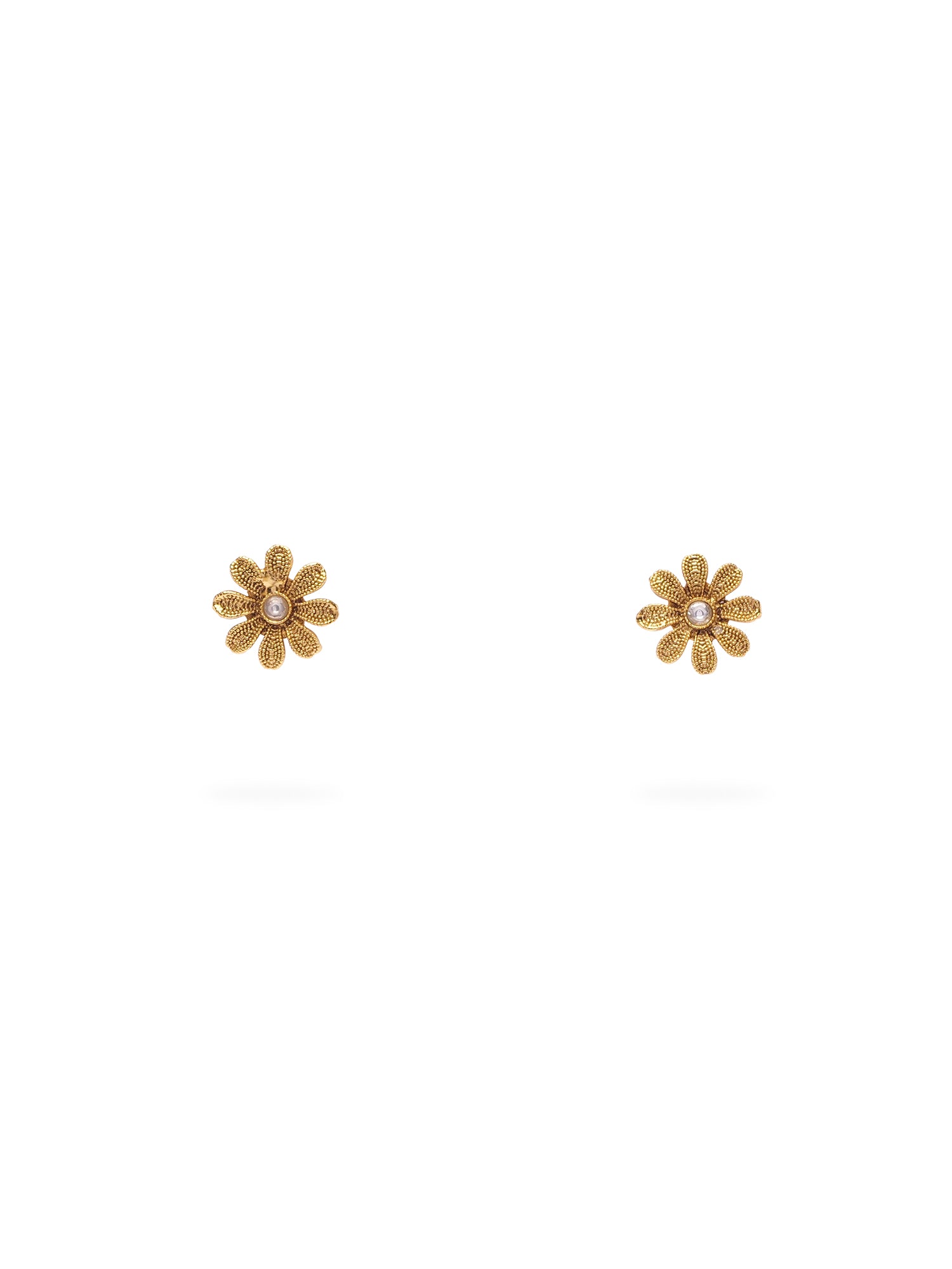 Phool Ear Studs in Antique Gold