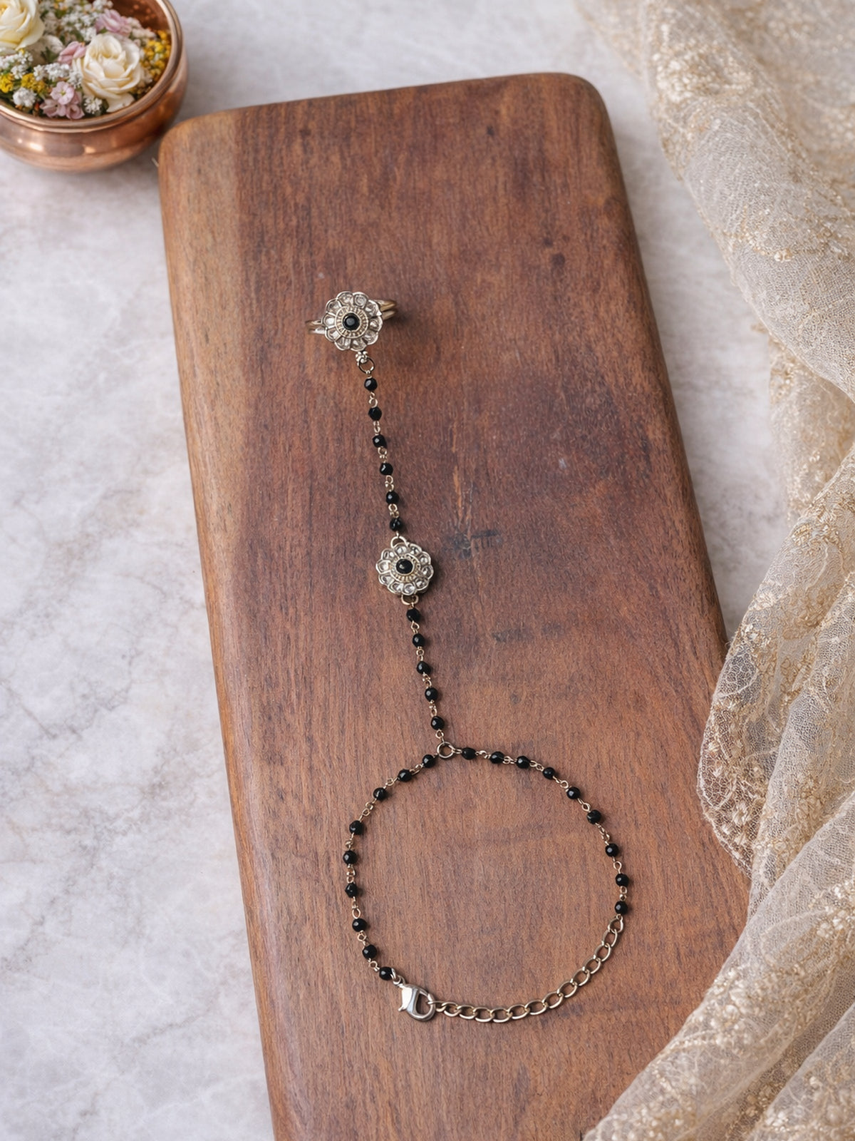 Phool Hand Chain in Black