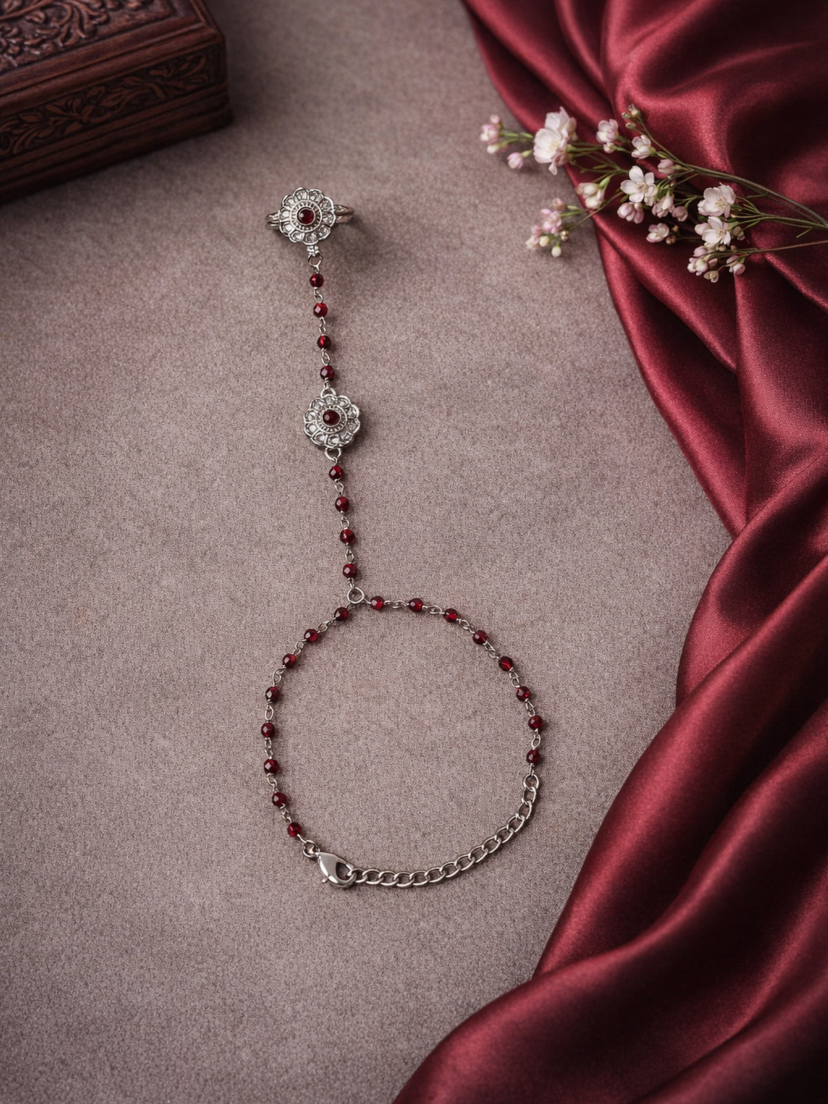 Phool Hand Chain in Hot Pink
