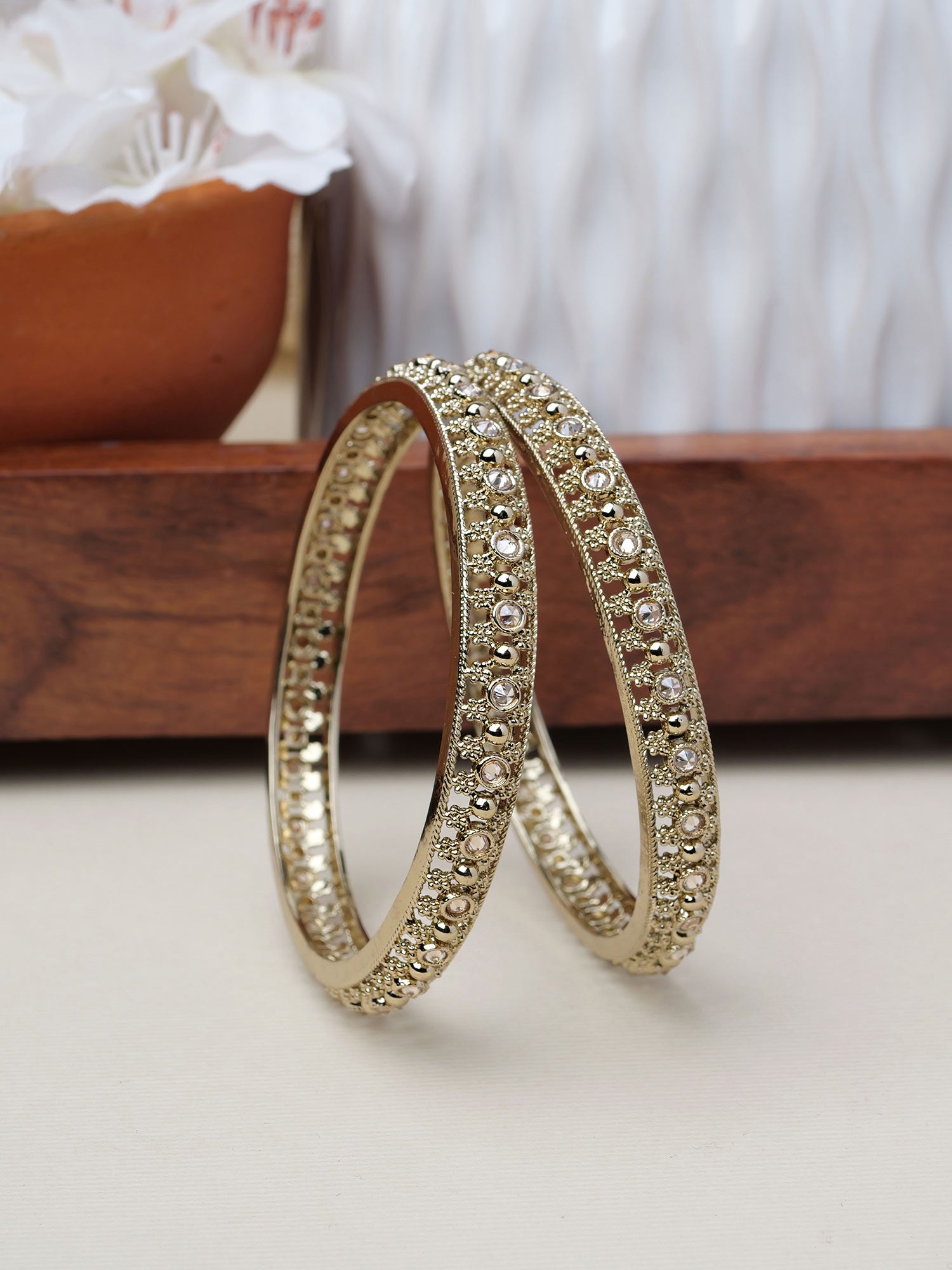Pia Kada Bangles in Antique Gold