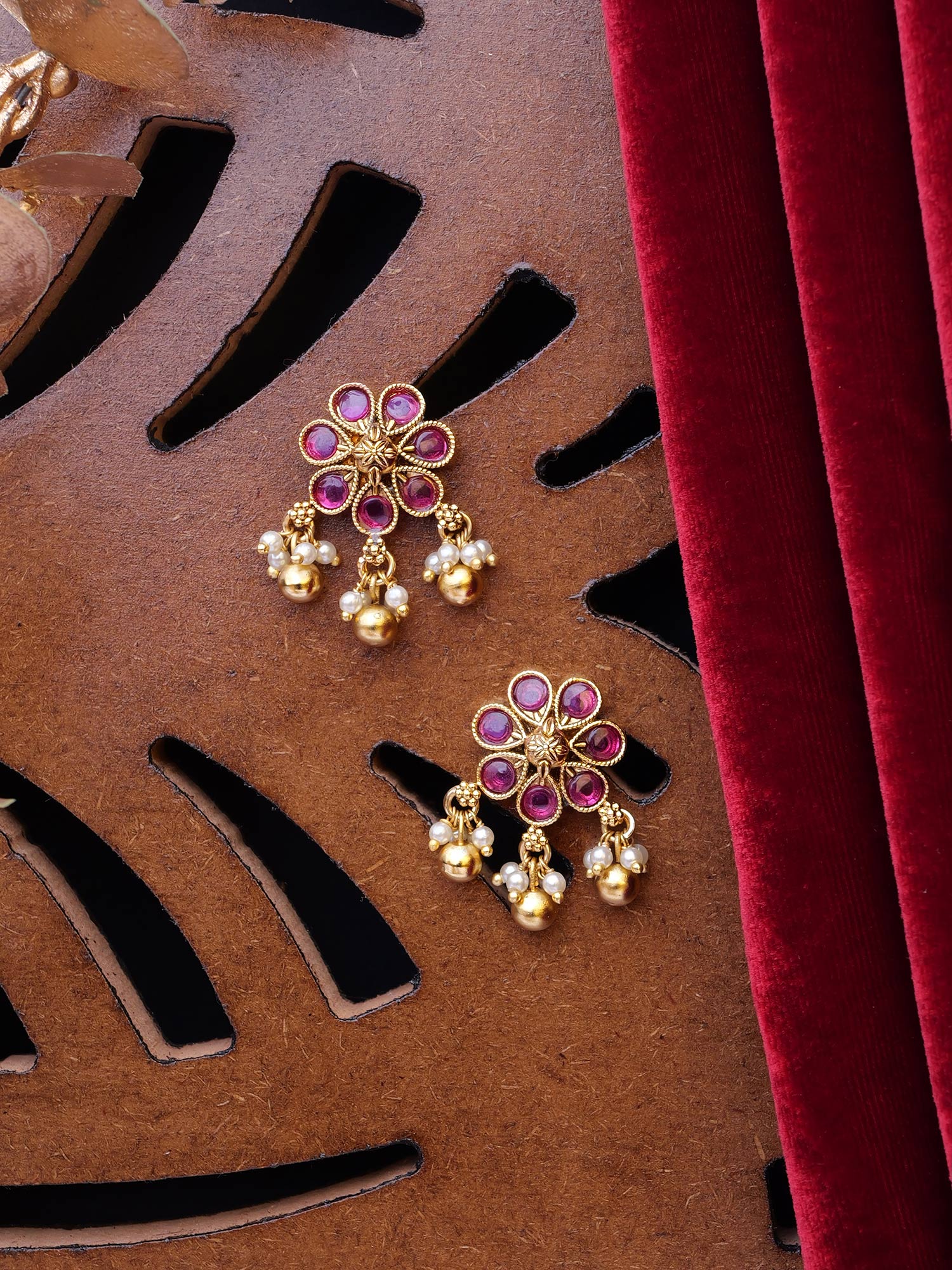 Piya Small Earrings in Ruby