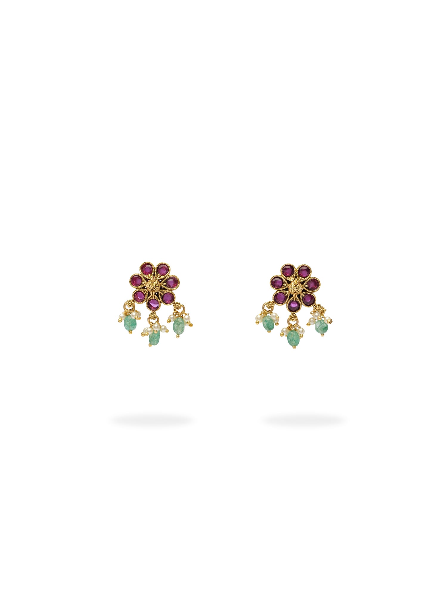 Piya Small Earrings in Ruby and Mint