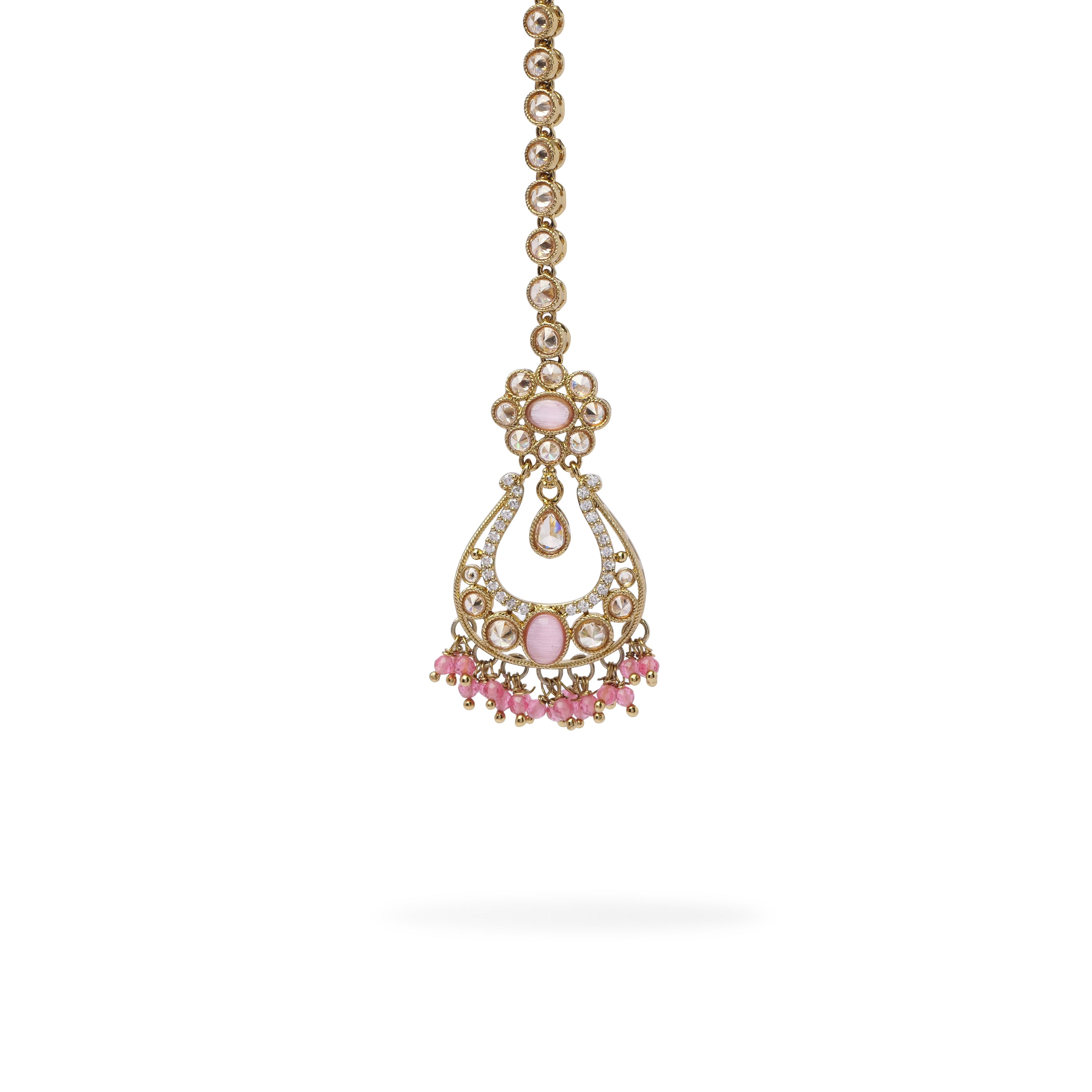 Prisha Necklace Set in Pink and Antique Gold