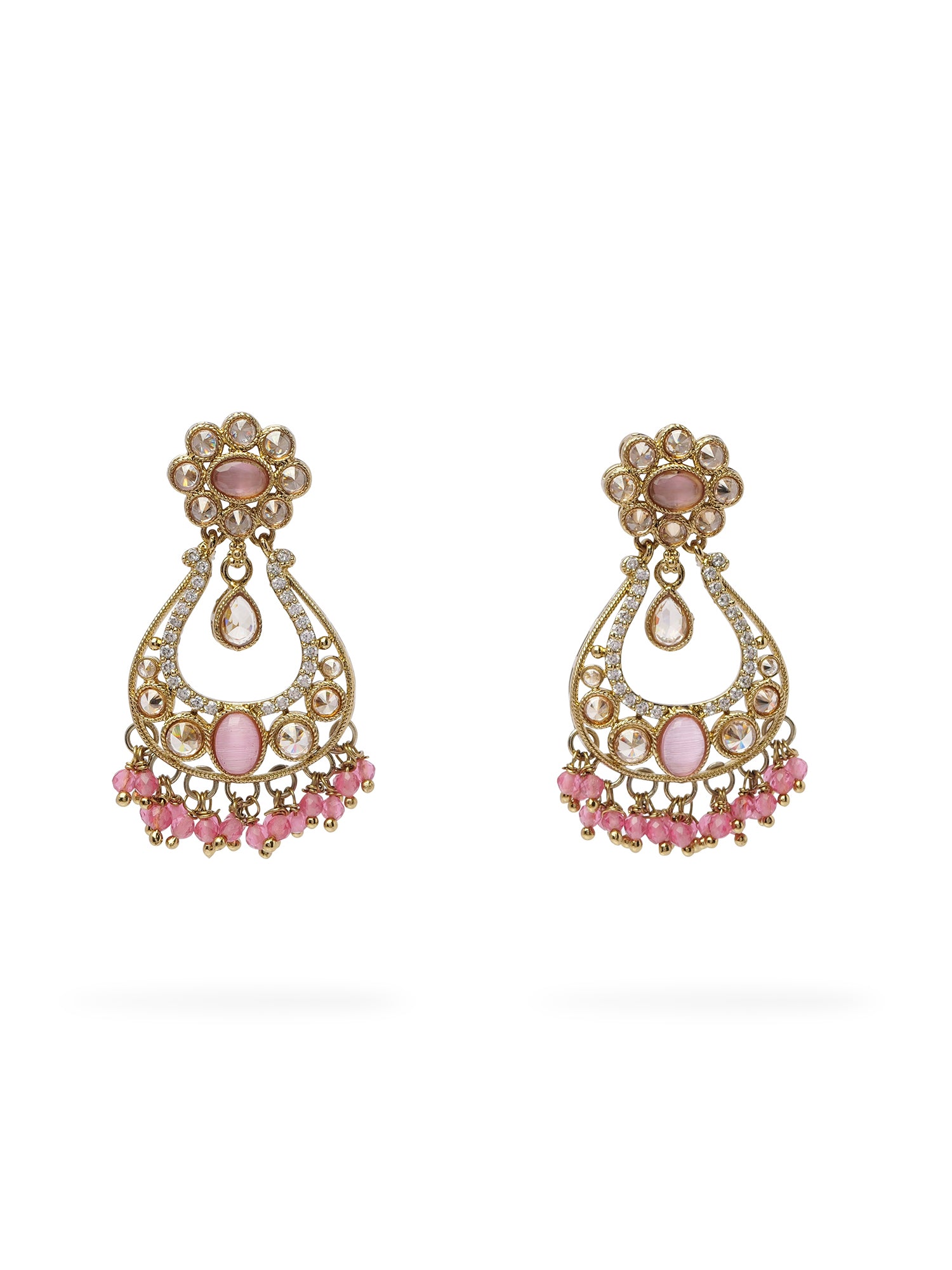 Prisha Chandbali Earrings in Pink