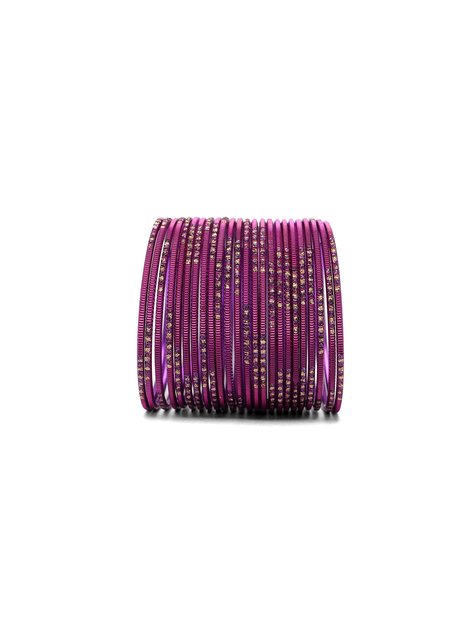 Purple Glitter Etched Bangles 