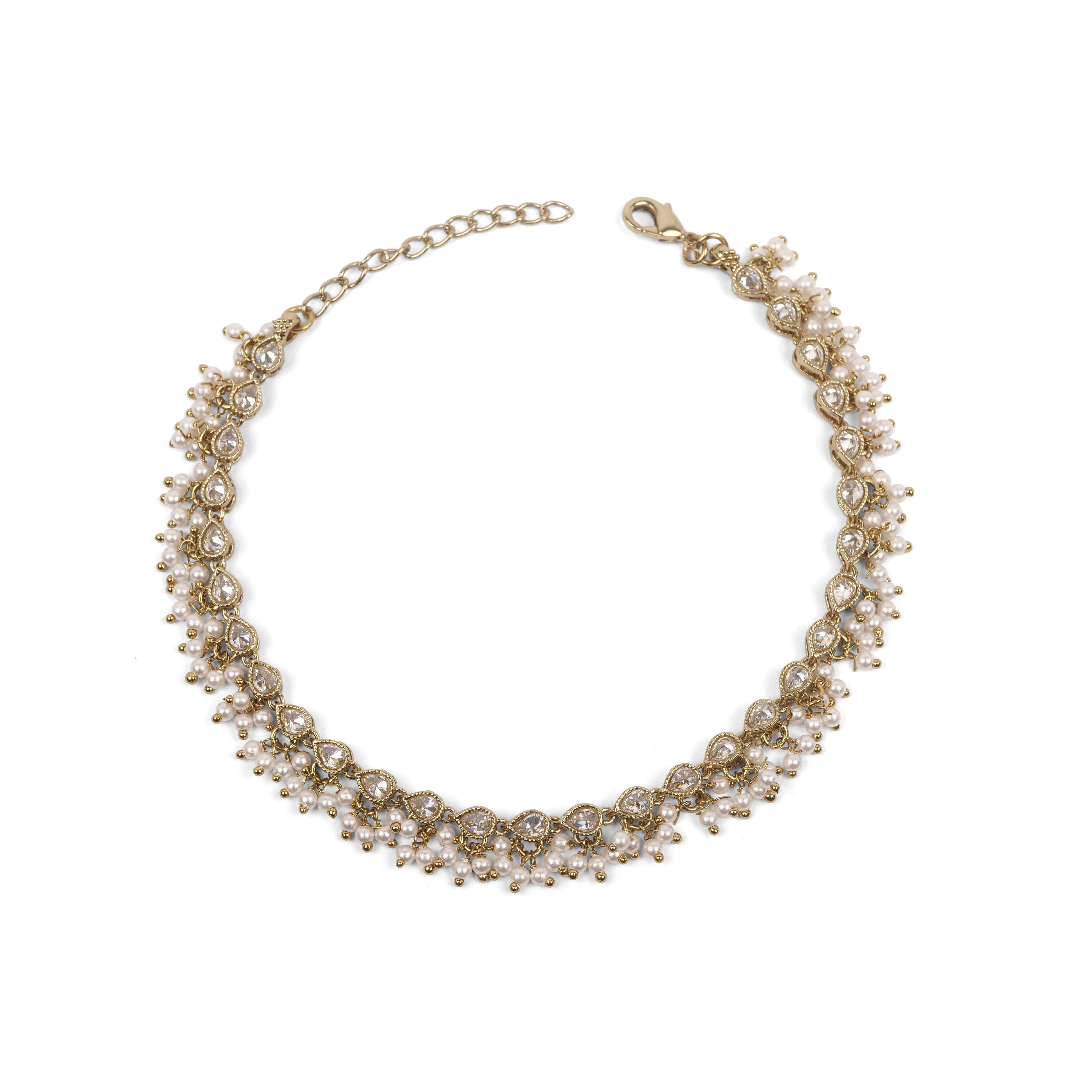 Pearly Cluster Anklet in White