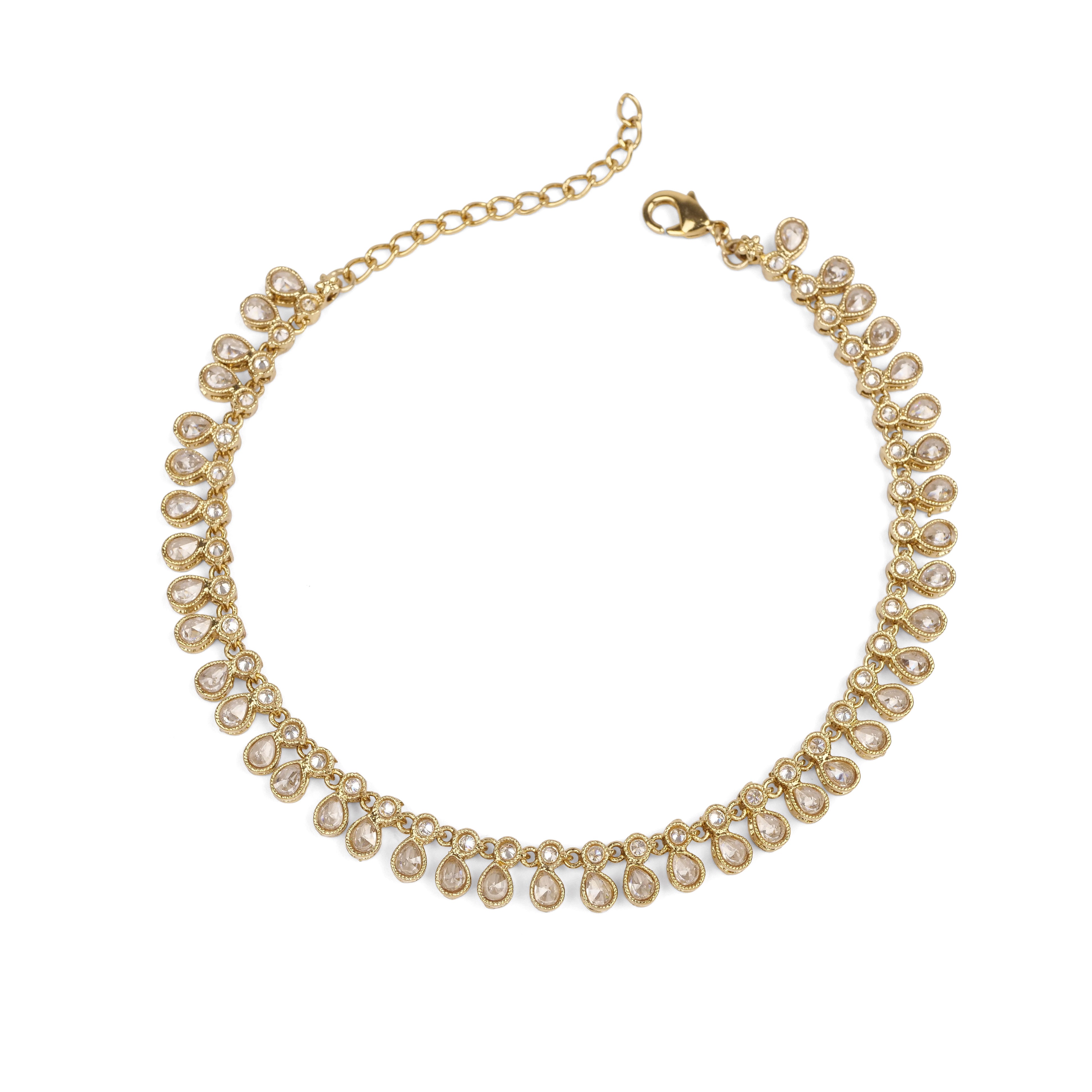 Crystal Drop Anklet in White