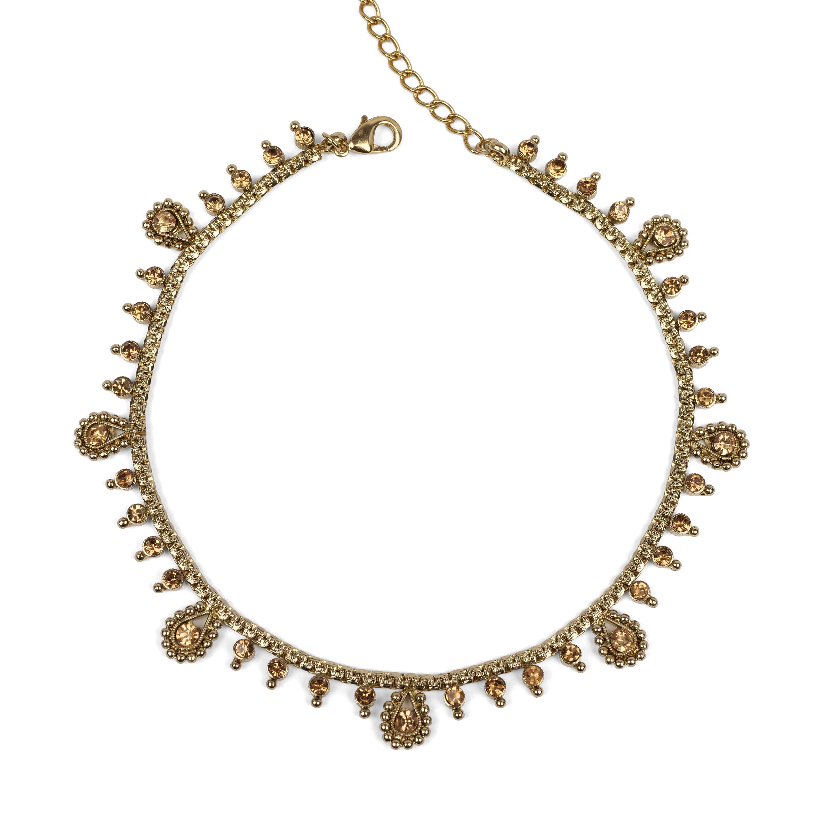 Nisha Champagne and Gold Crystal Anklet