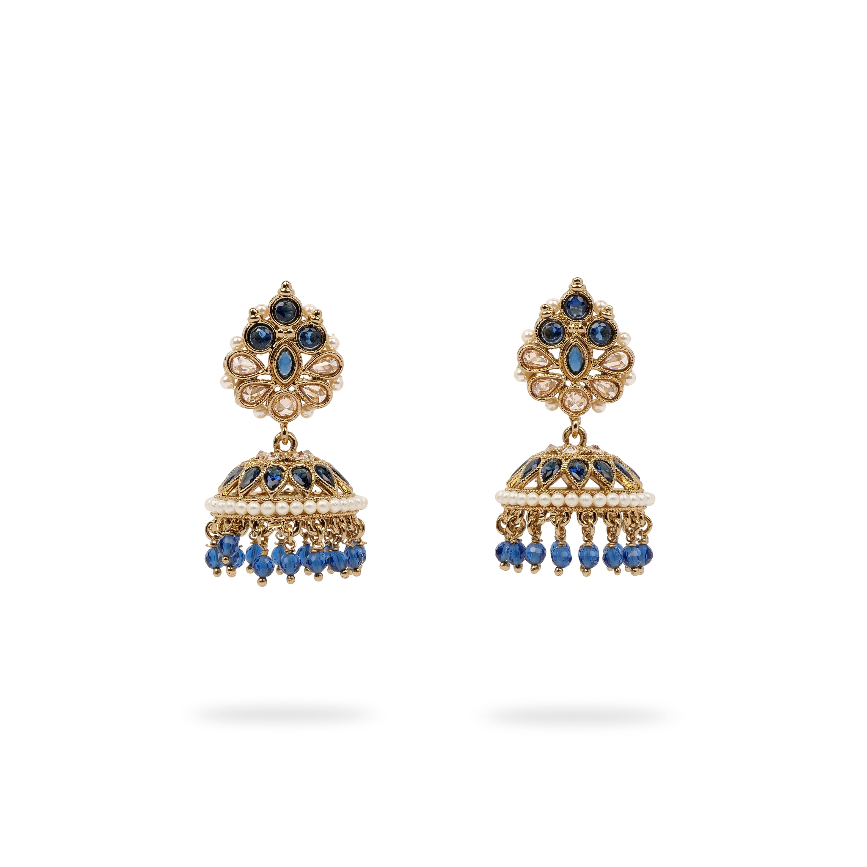 Kesar Jhumka Earrings in Blue 