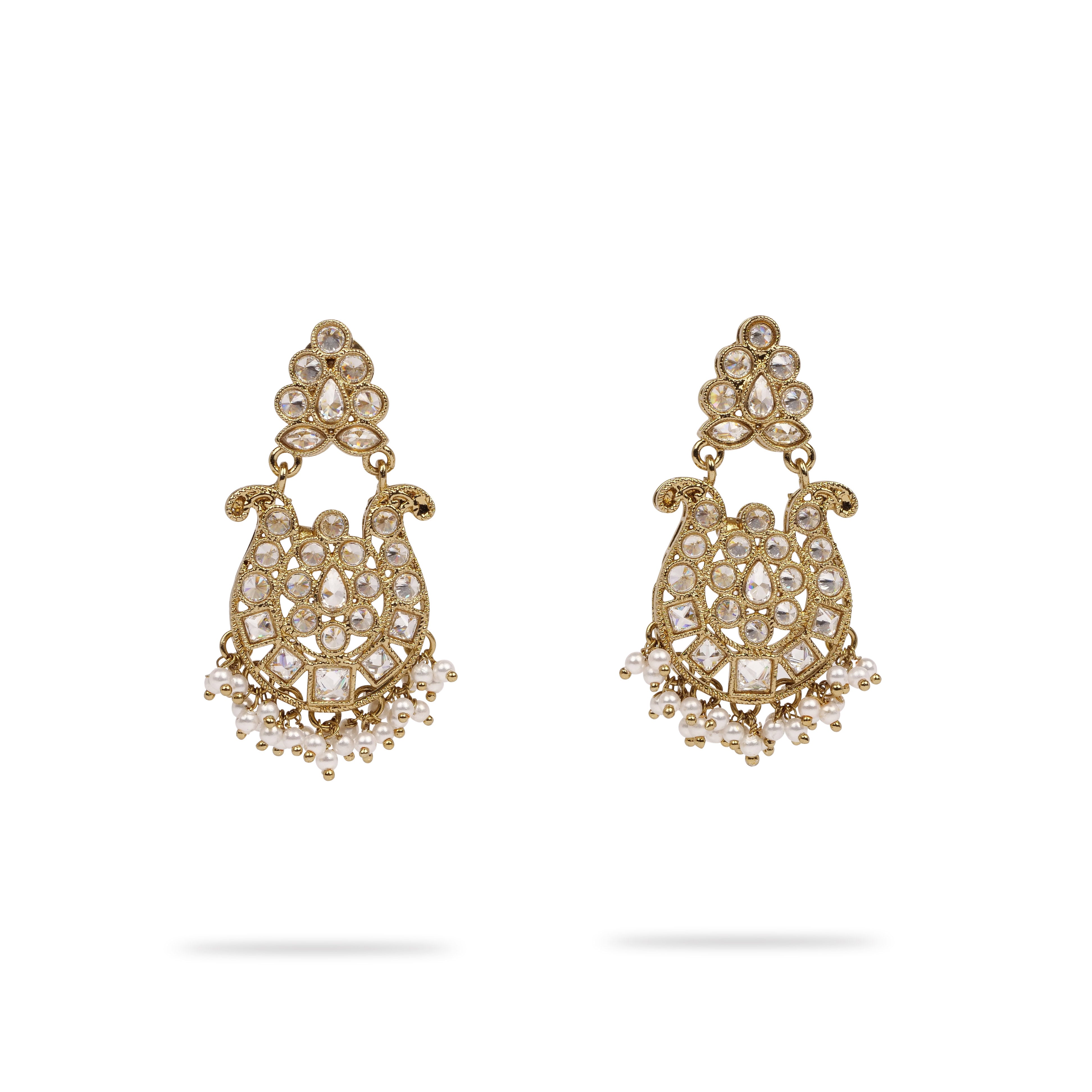 Neha Small Crystal Earrings in White