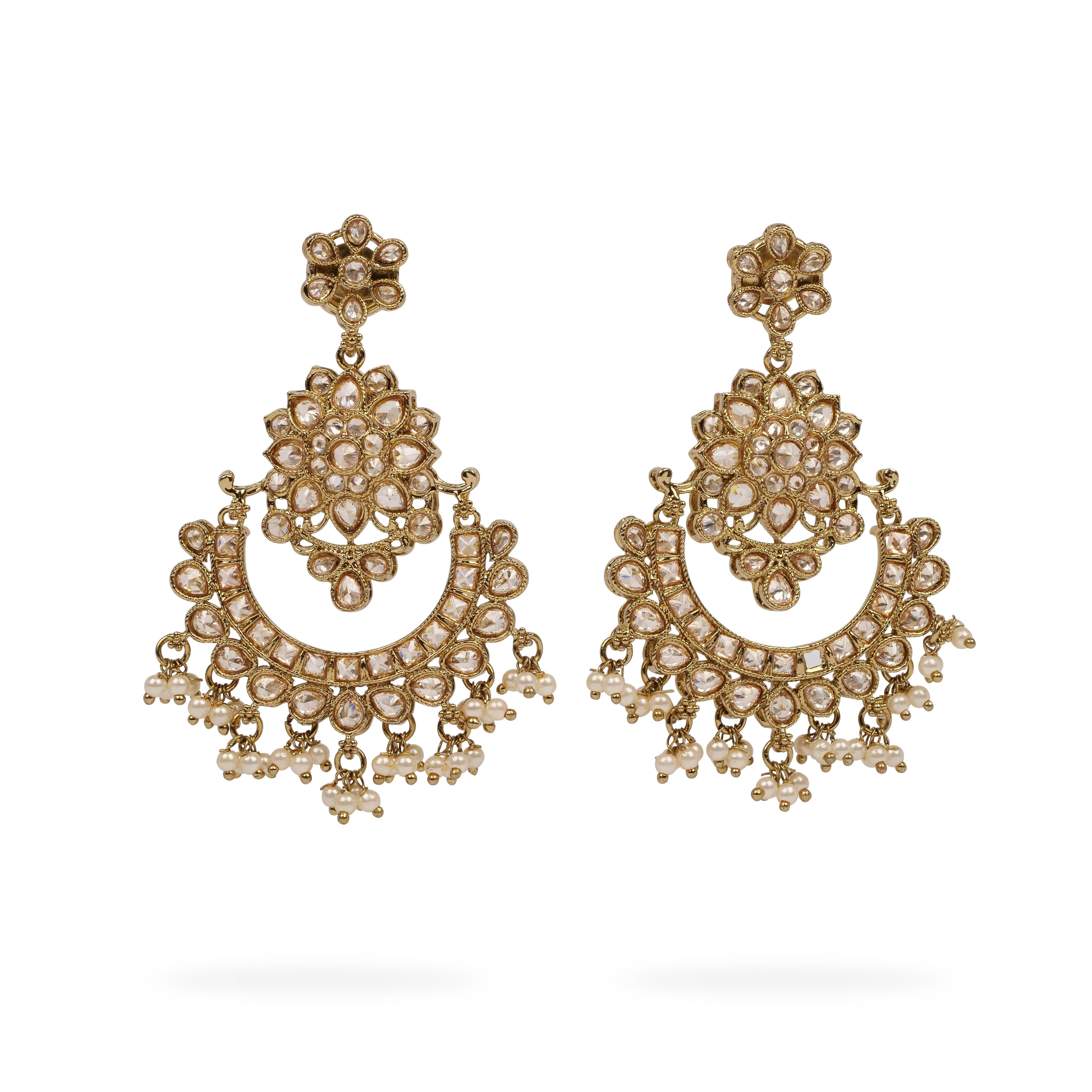 Vembley Pack of 2 Chandelier Double Layer Chandbali and Golden Chandbali  Earrings