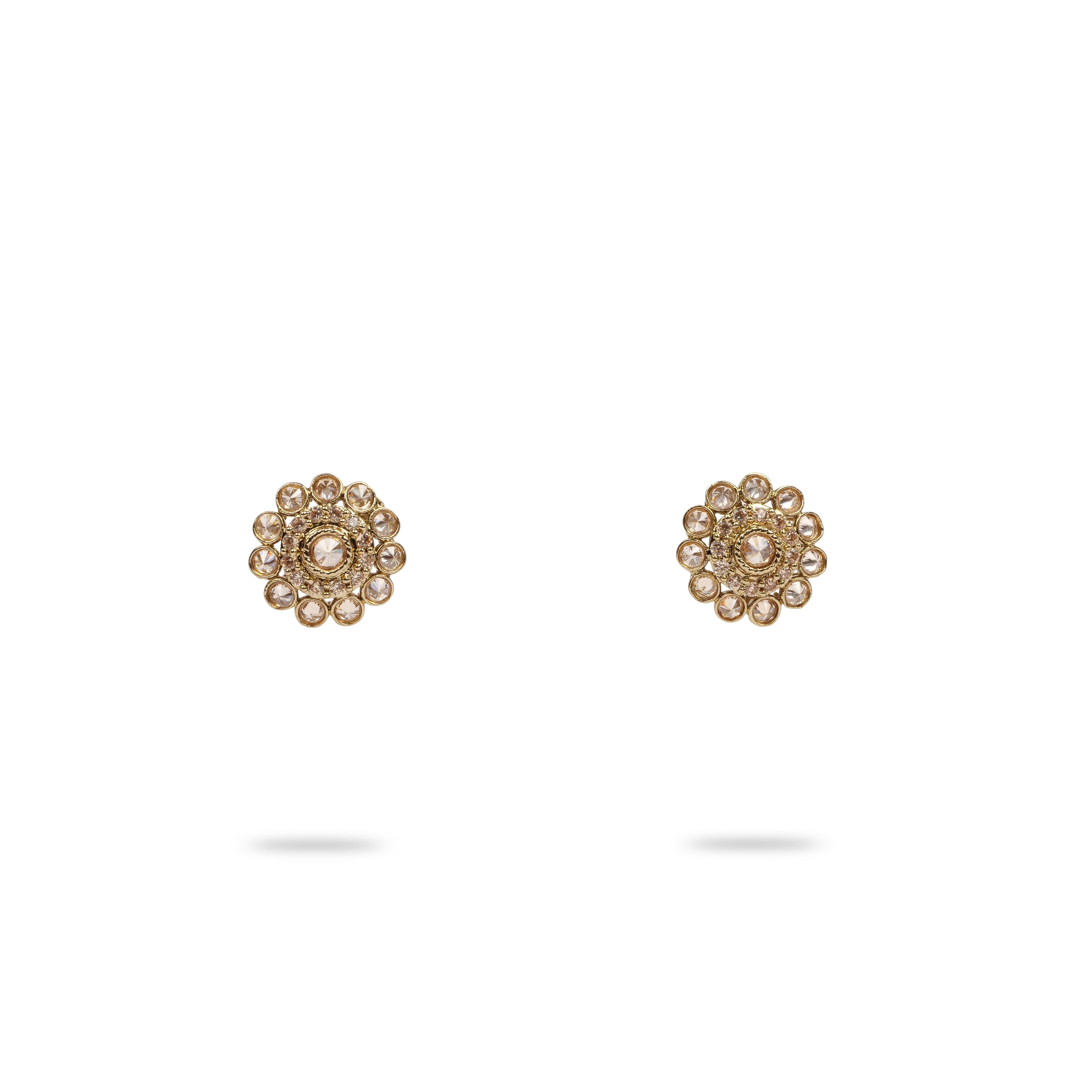 Antique Gold Stud Earrings in Champagne
