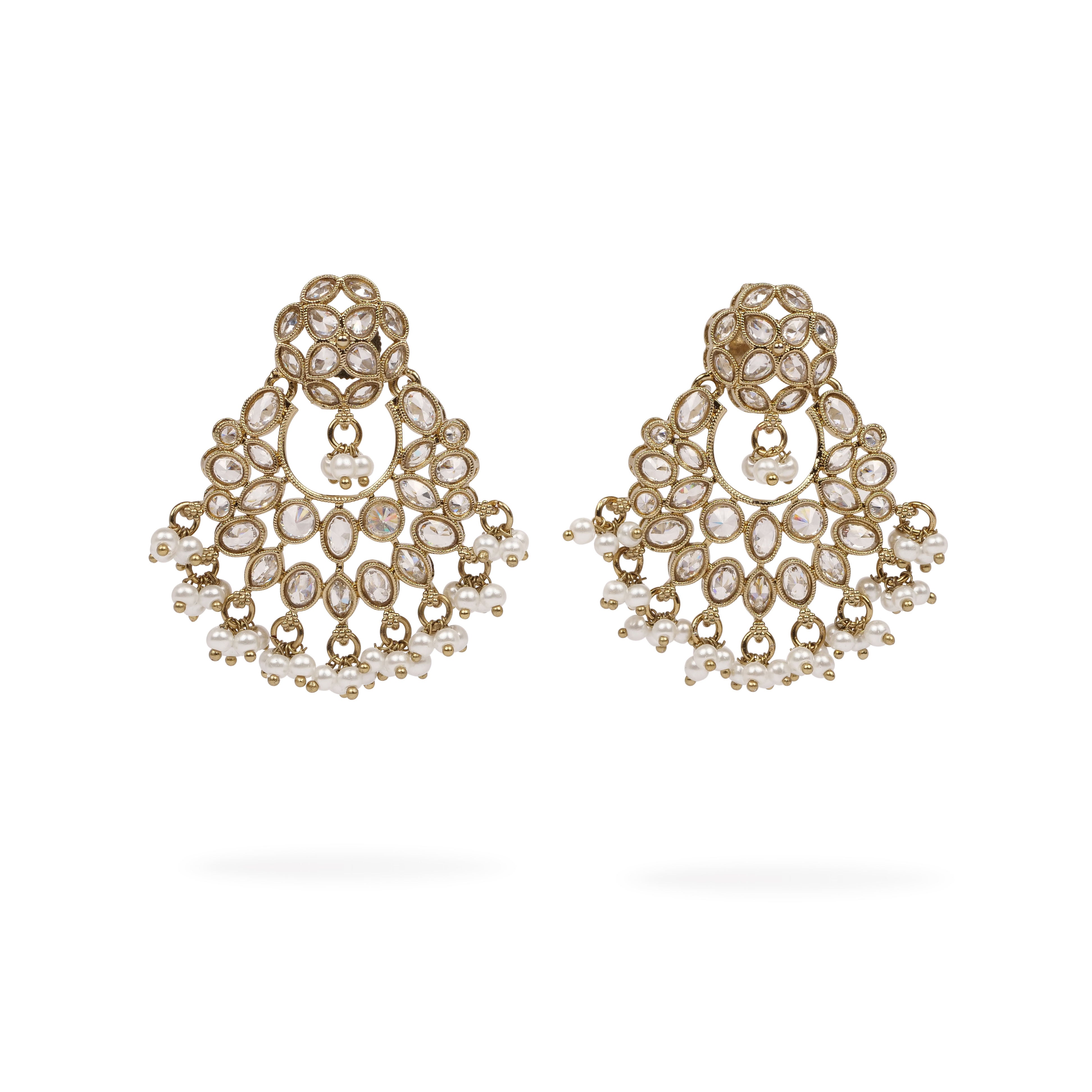 Small Ethnic Crystal Earrings in White