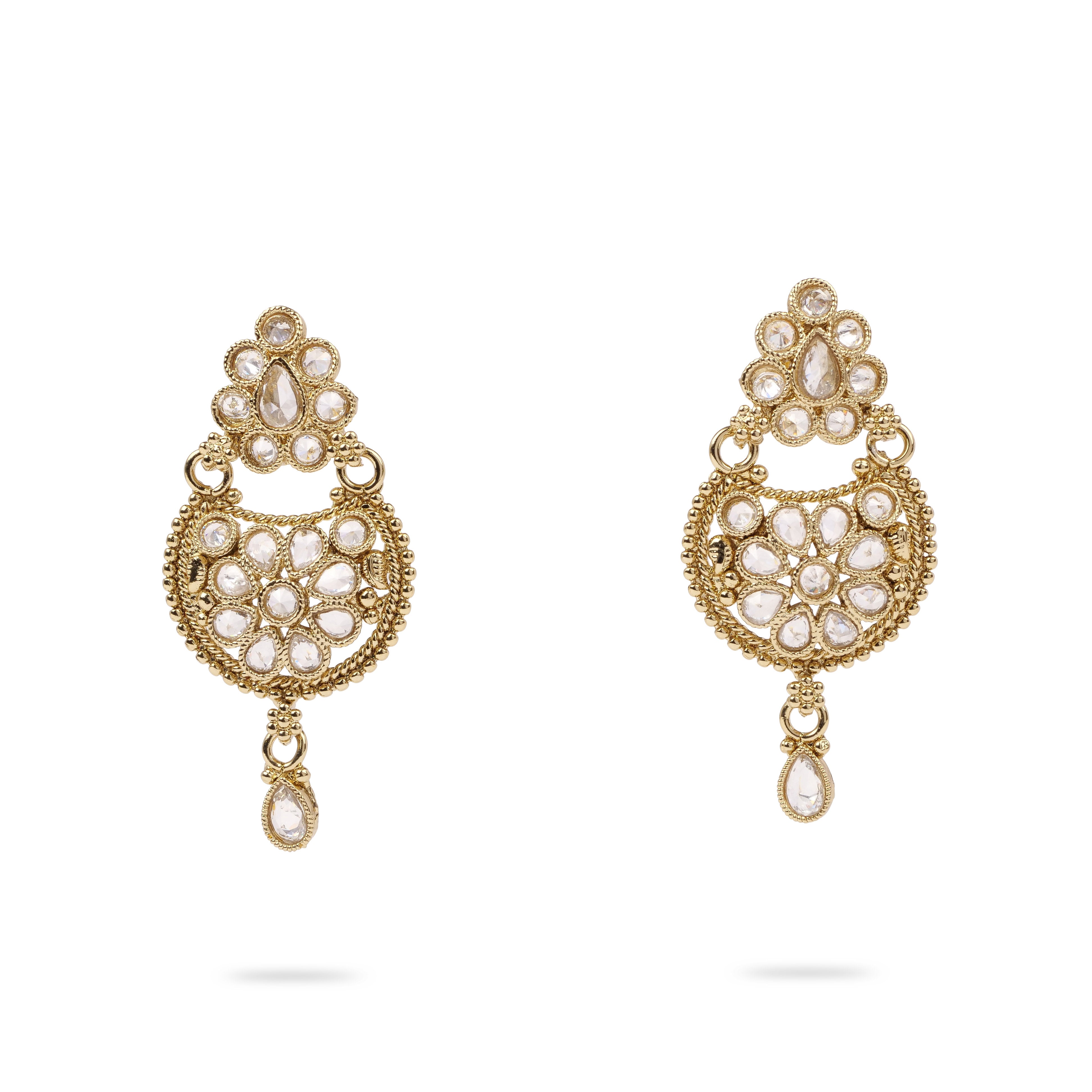 Raniya Antique Earrings with White Crystal