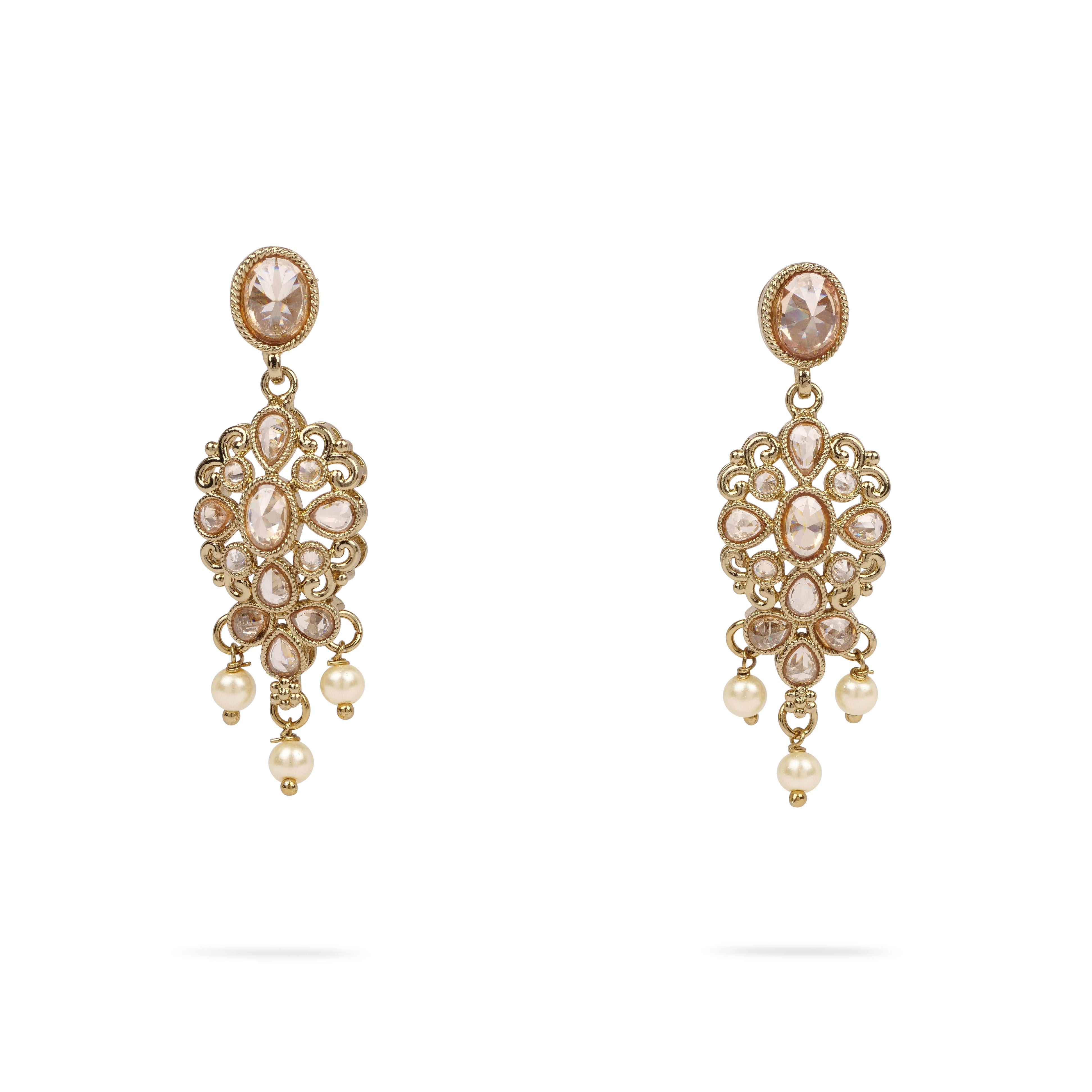 Alina Small Drop Crystal Earrings in Champagne