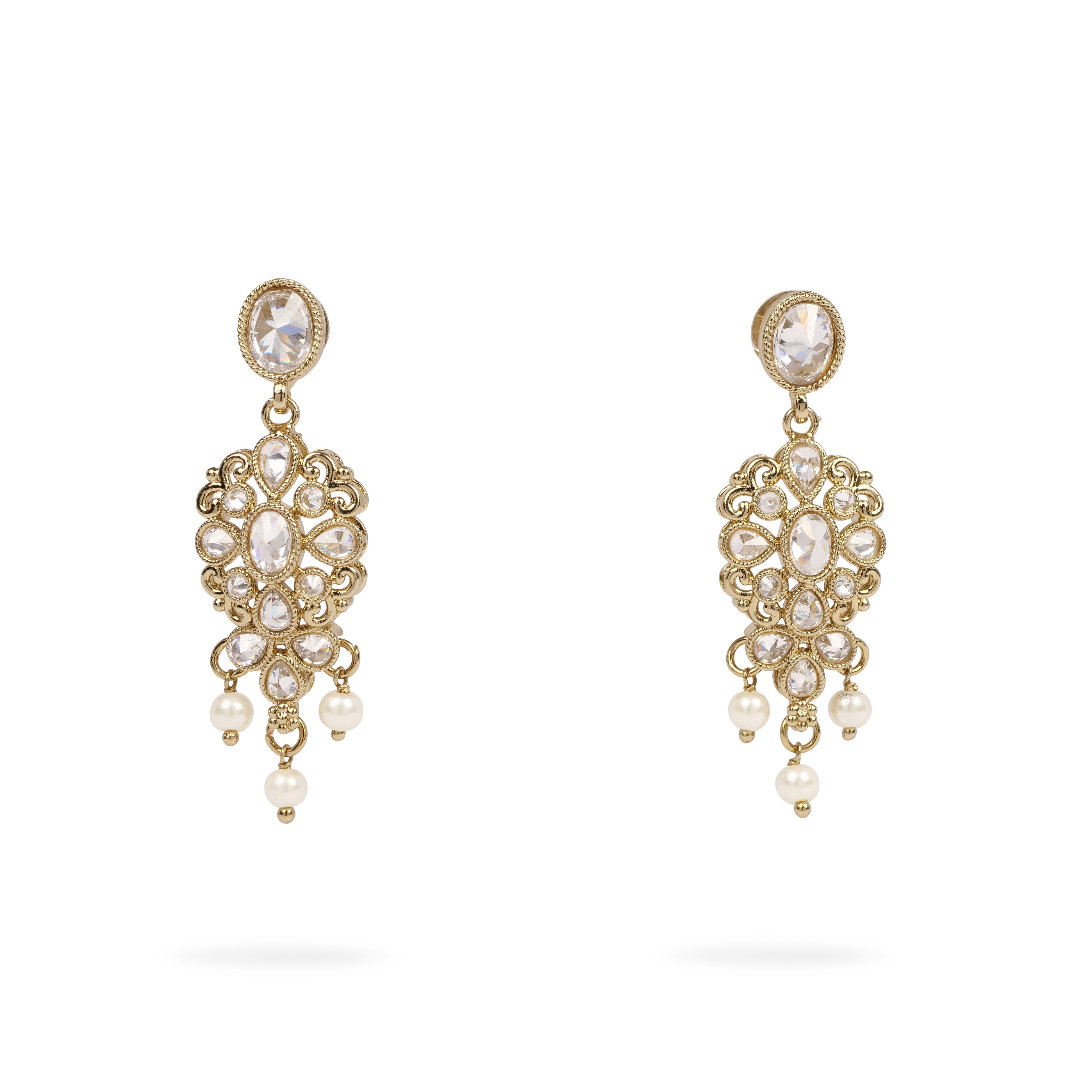 Alina Small Drop Crystal Earrings in White