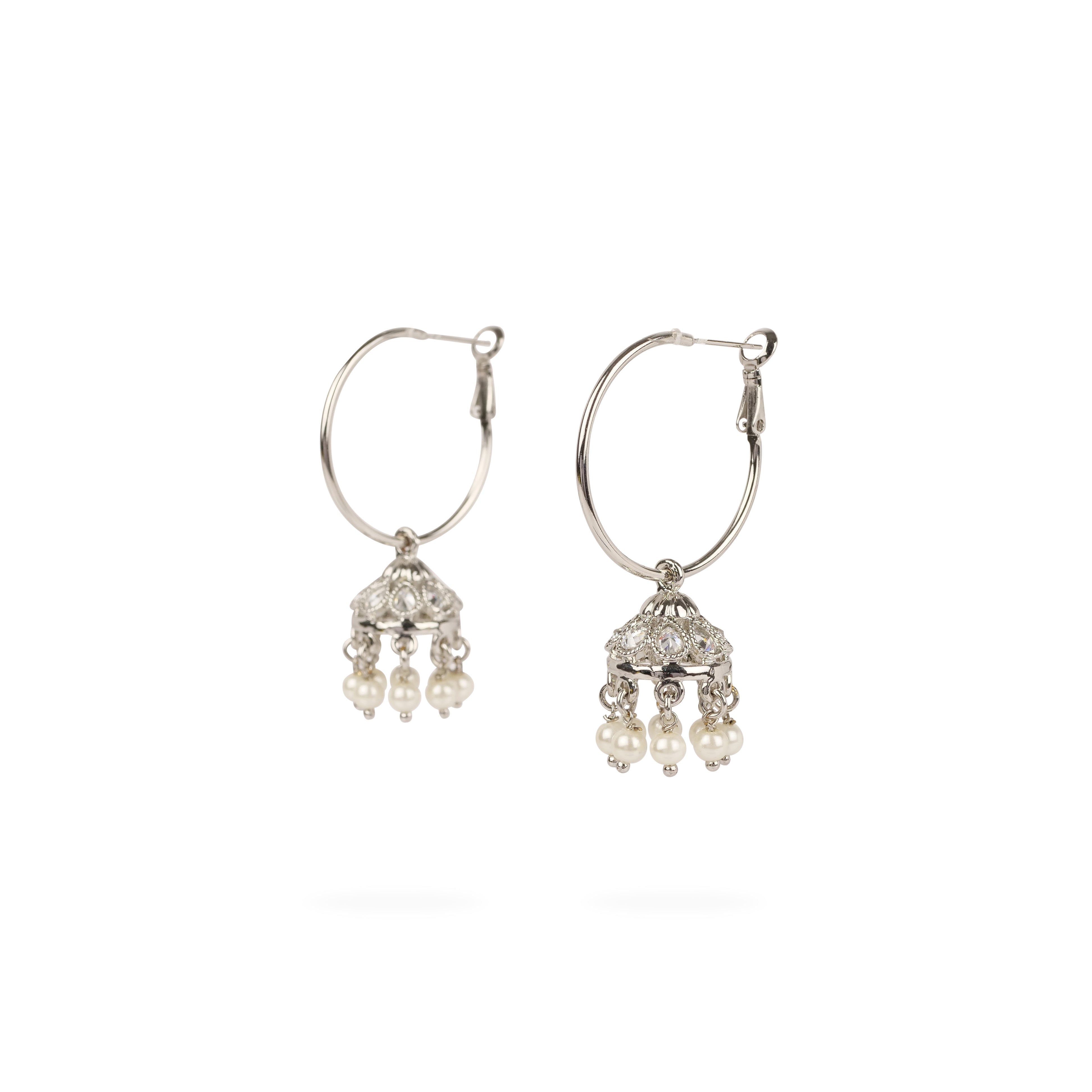 Laila Jhumka Earrings in Rhodium 