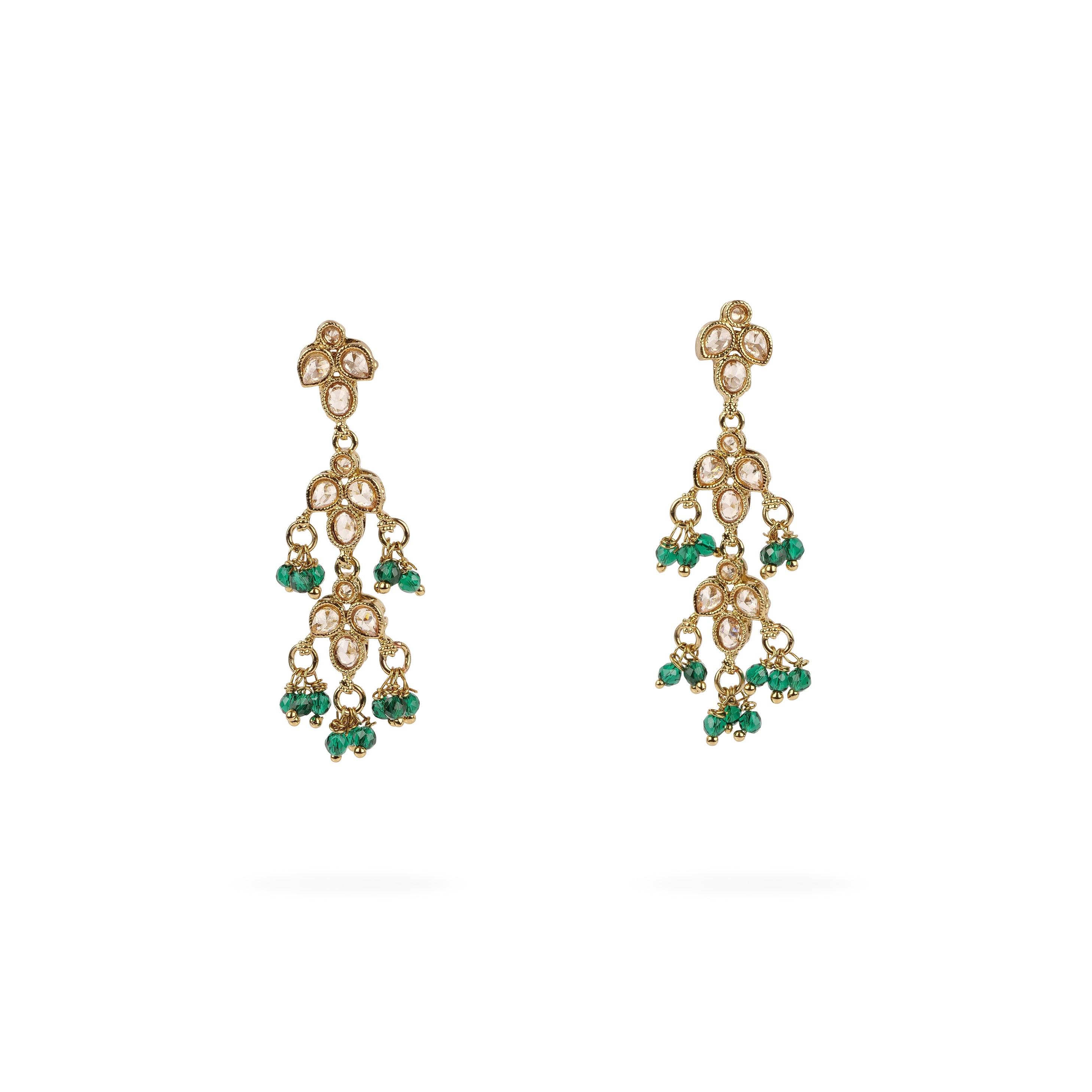 Mila Drop Earrings in Green