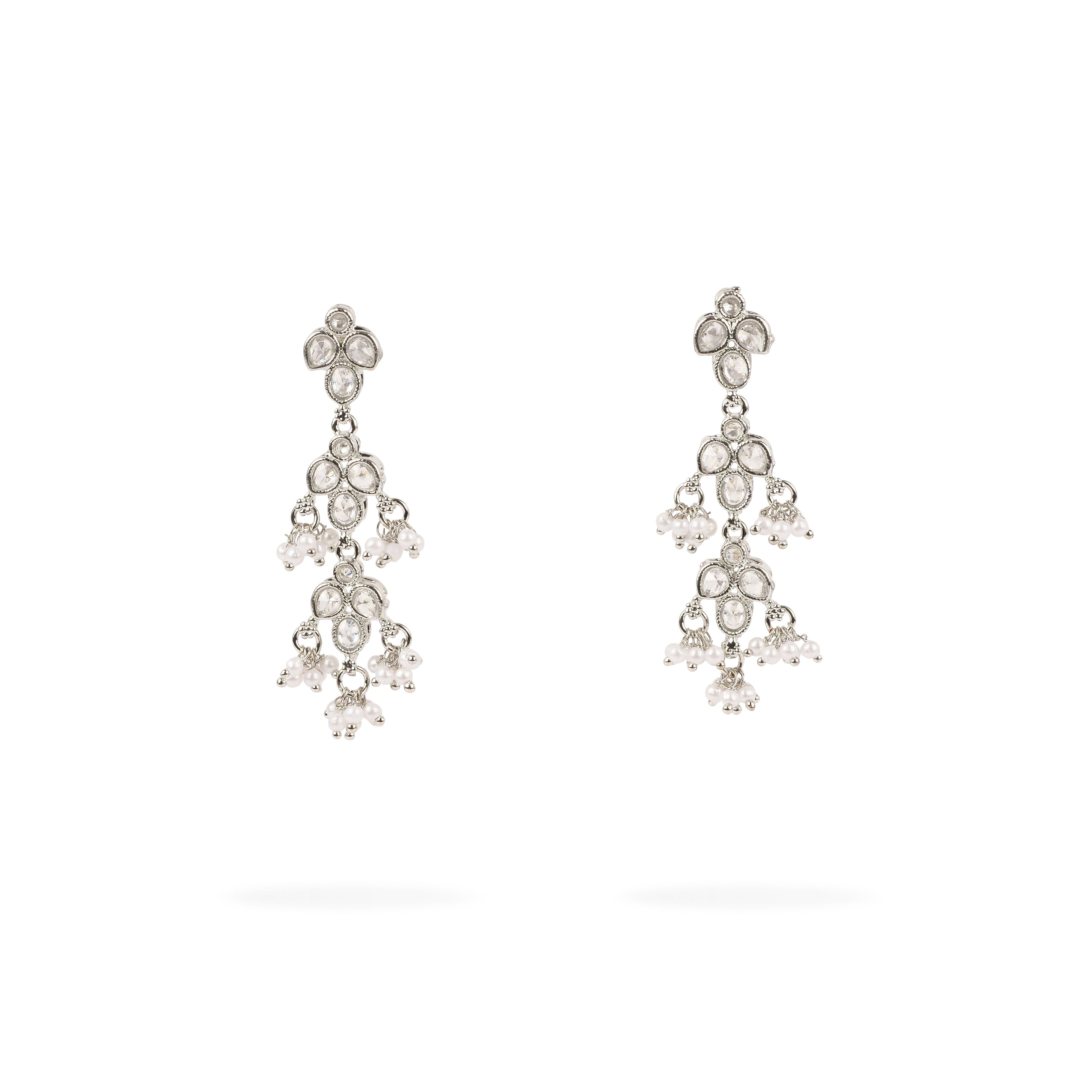 Mila Drop Earrings in Rhodium