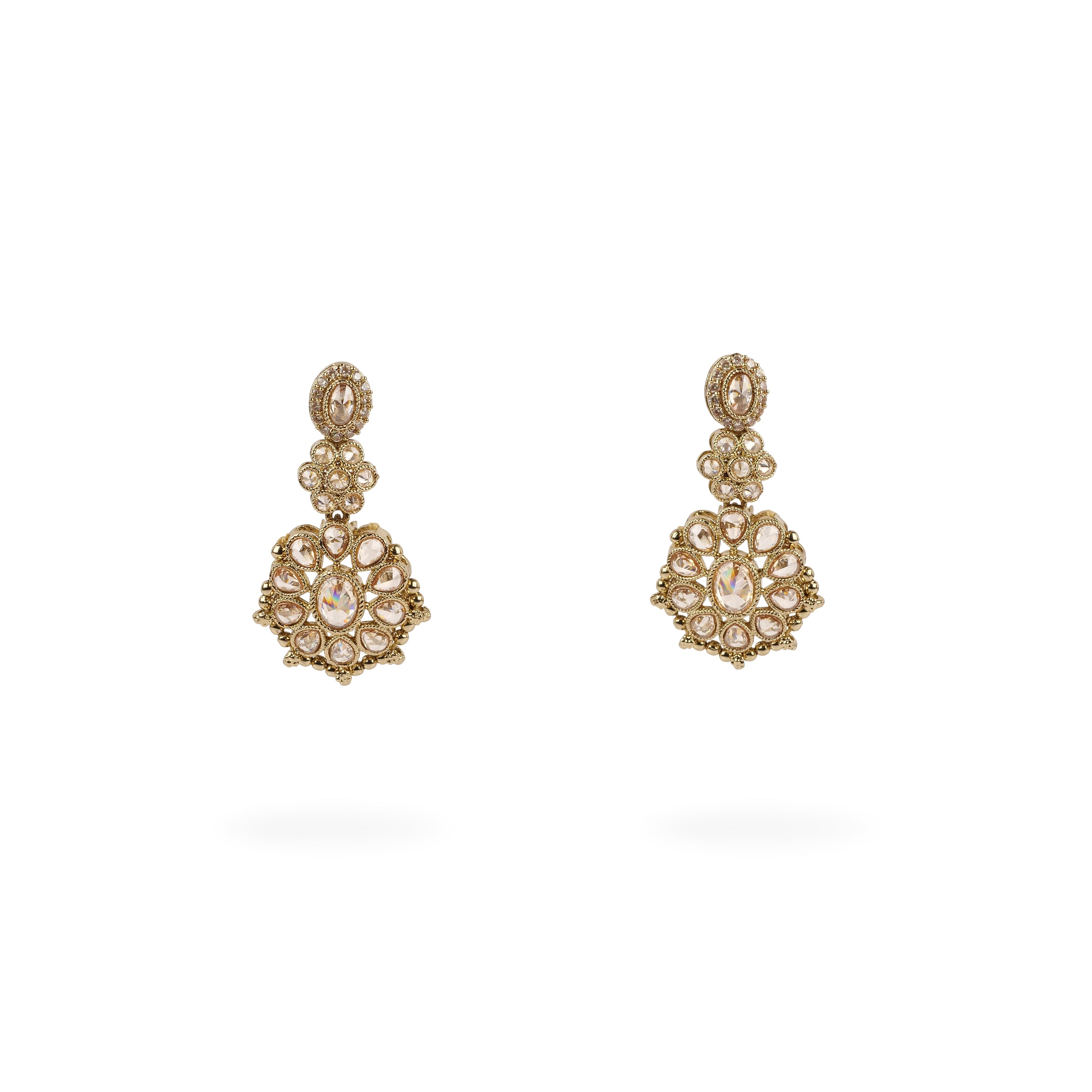 Zoha Bead Edge Earrings in Champagne