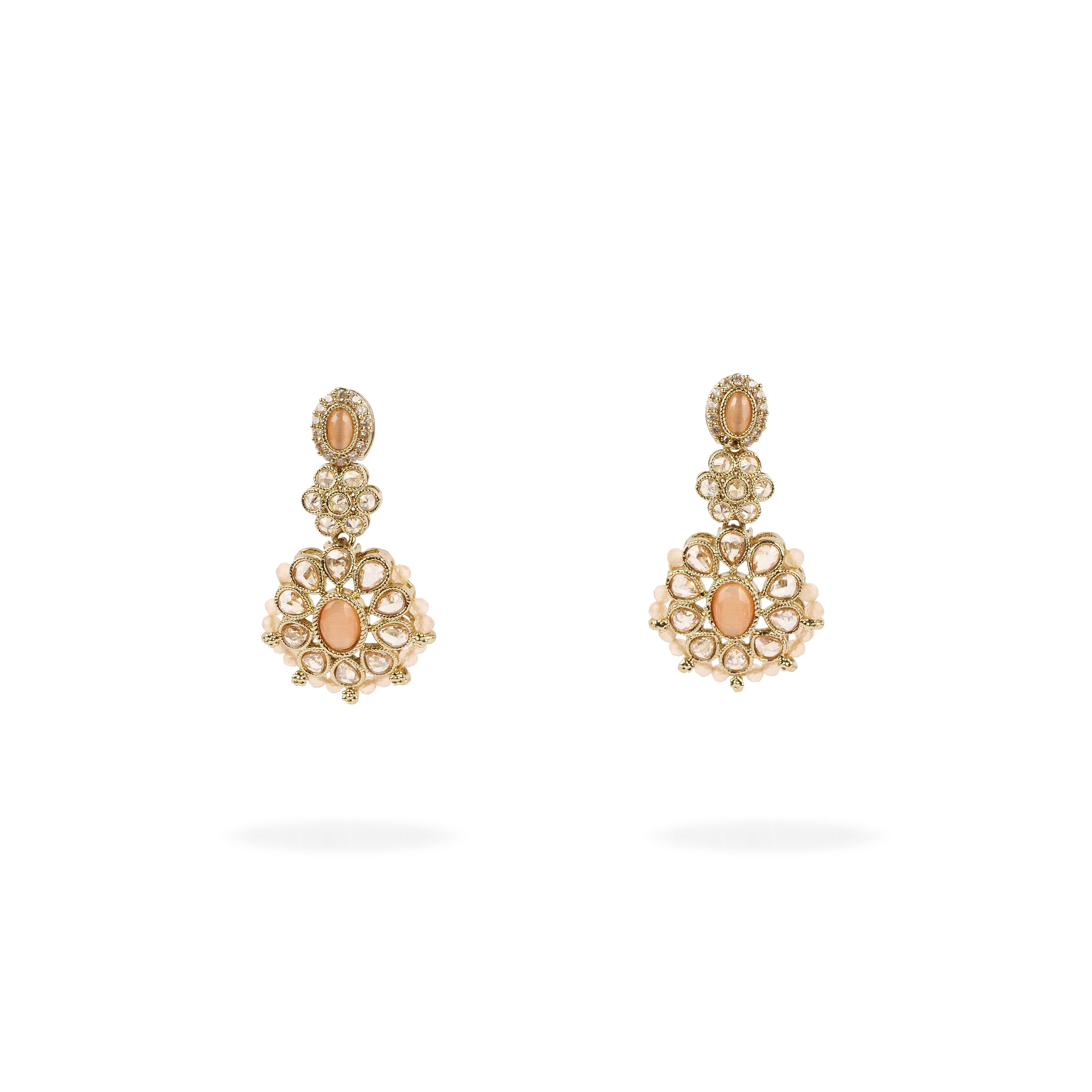 Zoha Bead Edge Earrings in Peach