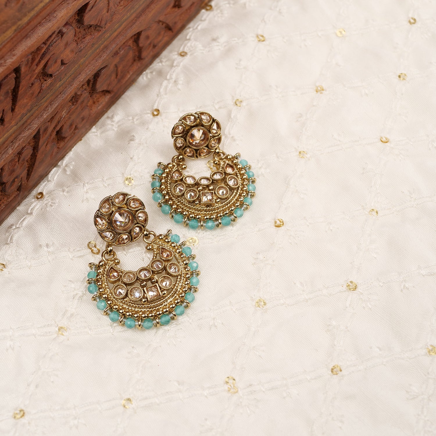 Amina Chandbali Earrings in Light Blue