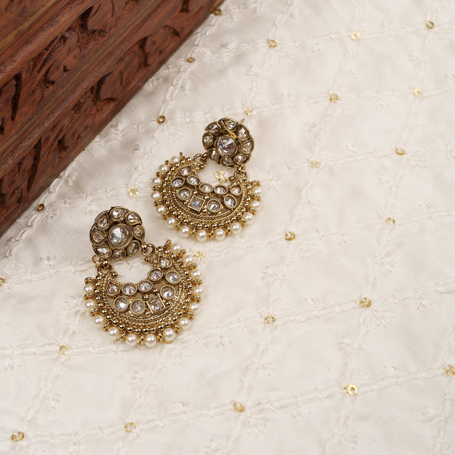 Amina Chandbali Earrings in White