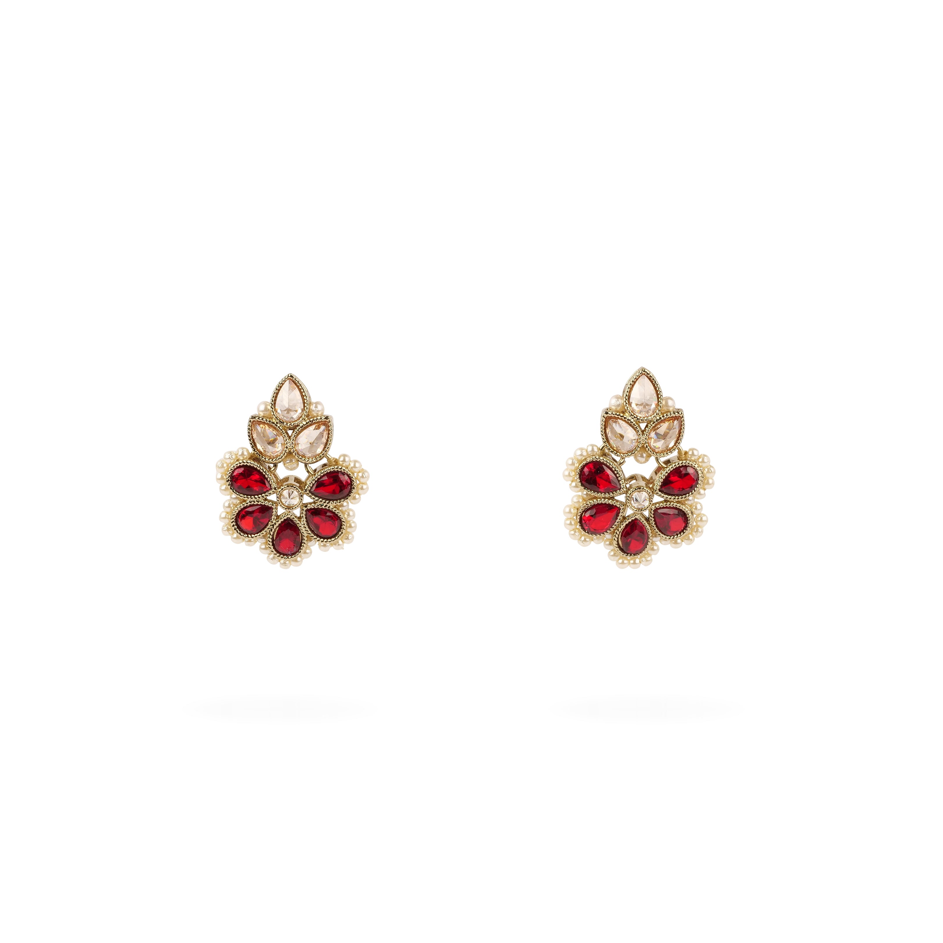 Rupi Small Earrings in Pearl and Maroon 