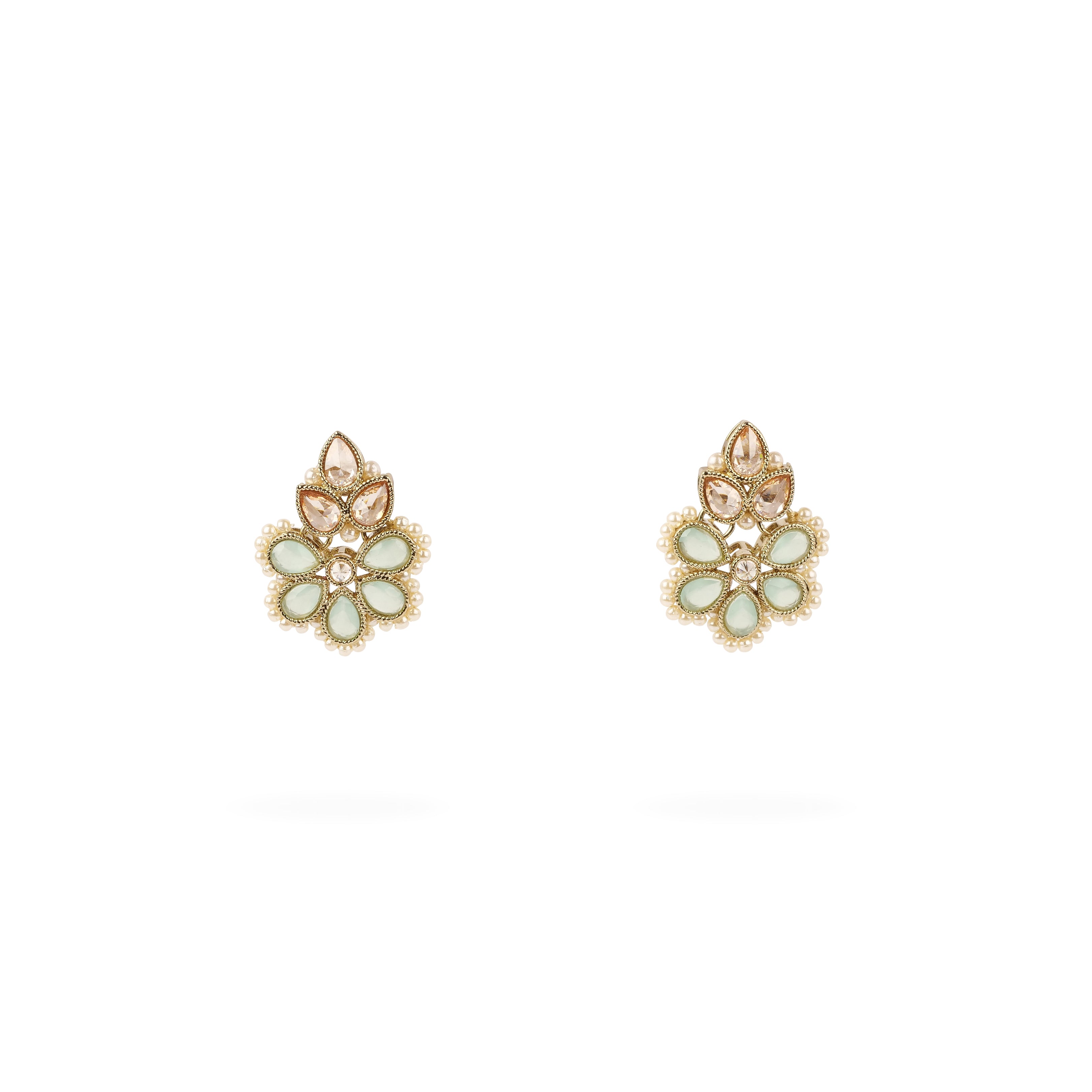 Rupi Small Earrings in Pearl and Mint