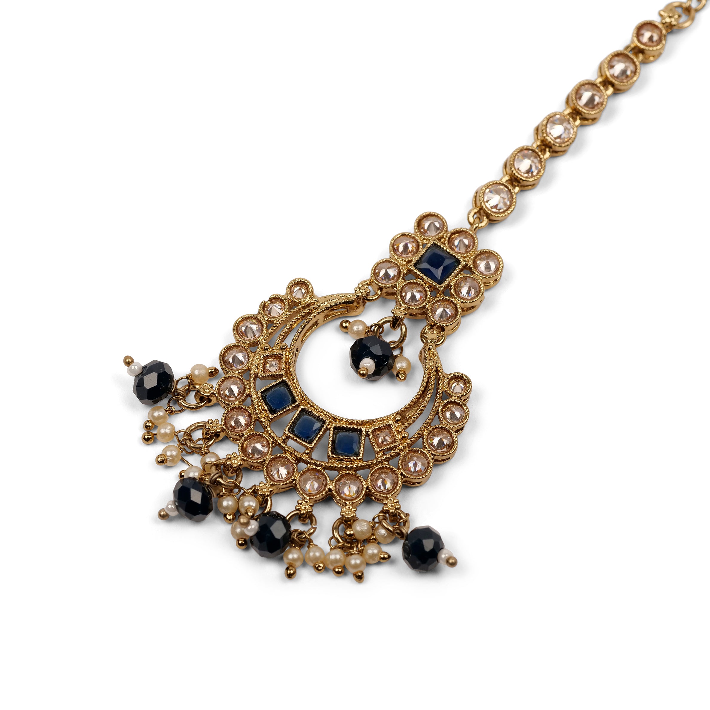 Sana Necklace Set in Blue and Antique Gold