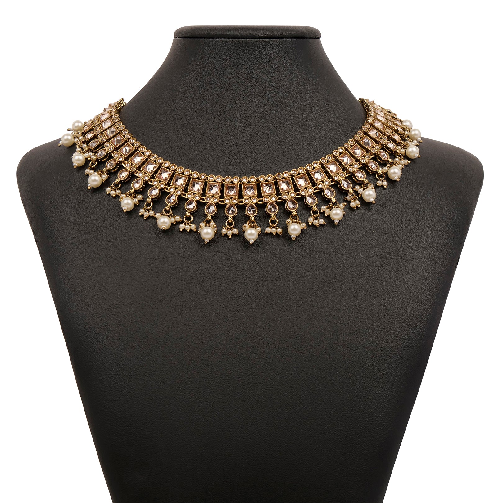 Sana Necklace Set in Pearl and Antique Gold