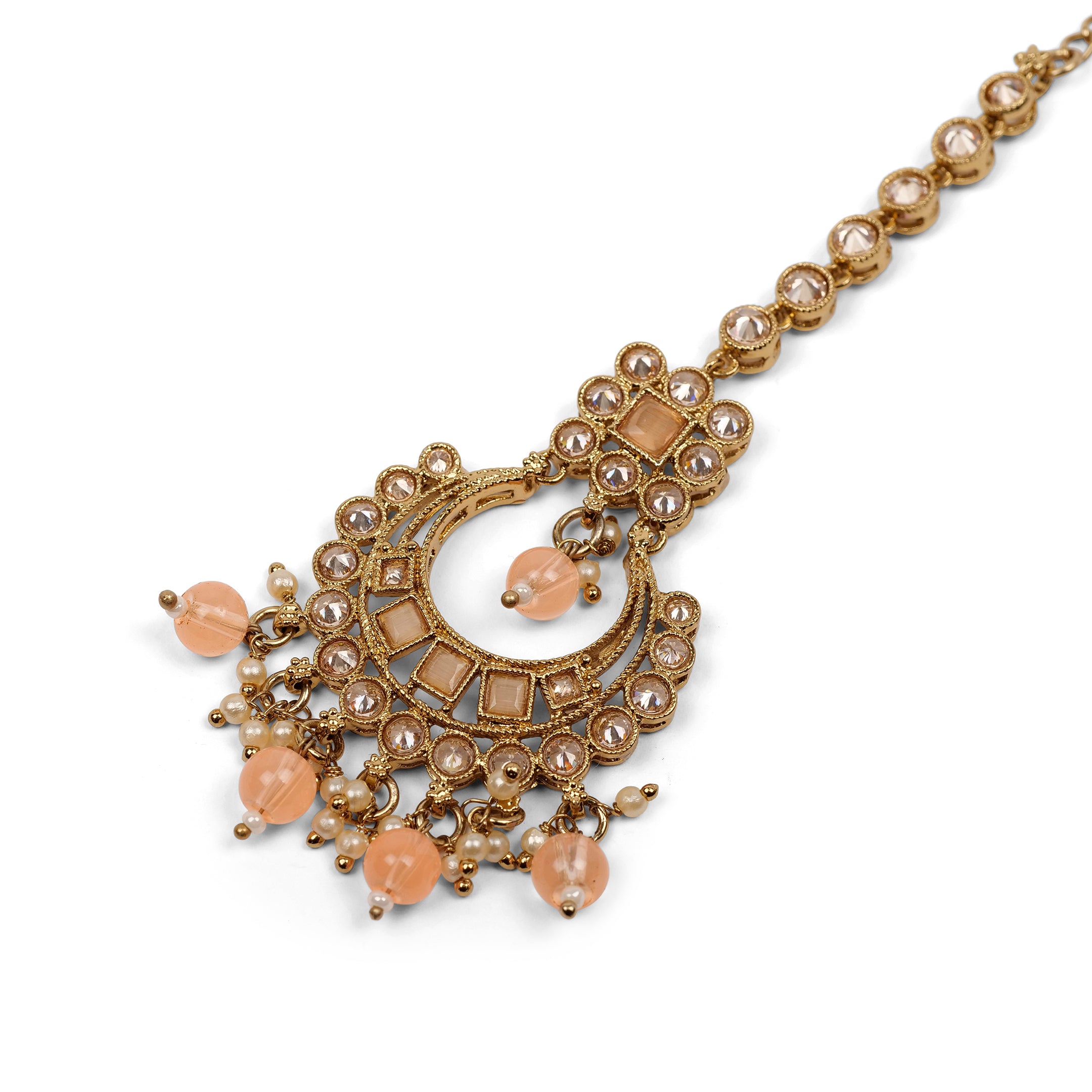 Sana Necklace Set in Peach and Antique Gold