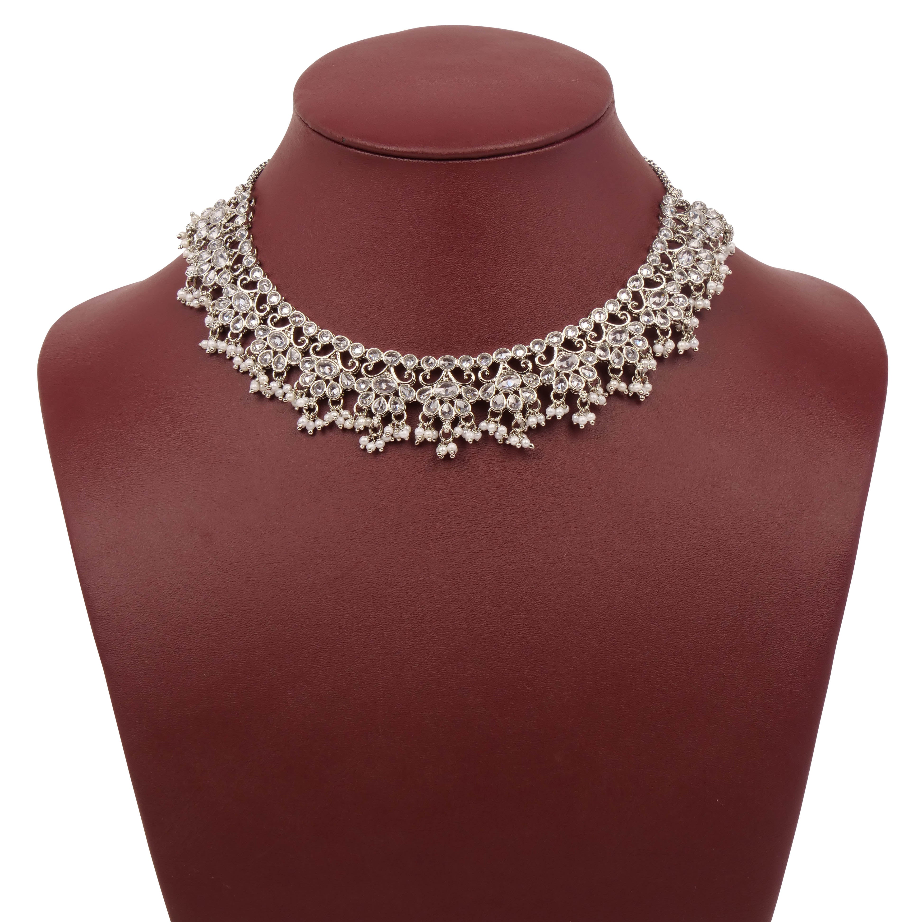 Imara Necklace Set in Pearl and Rhodium