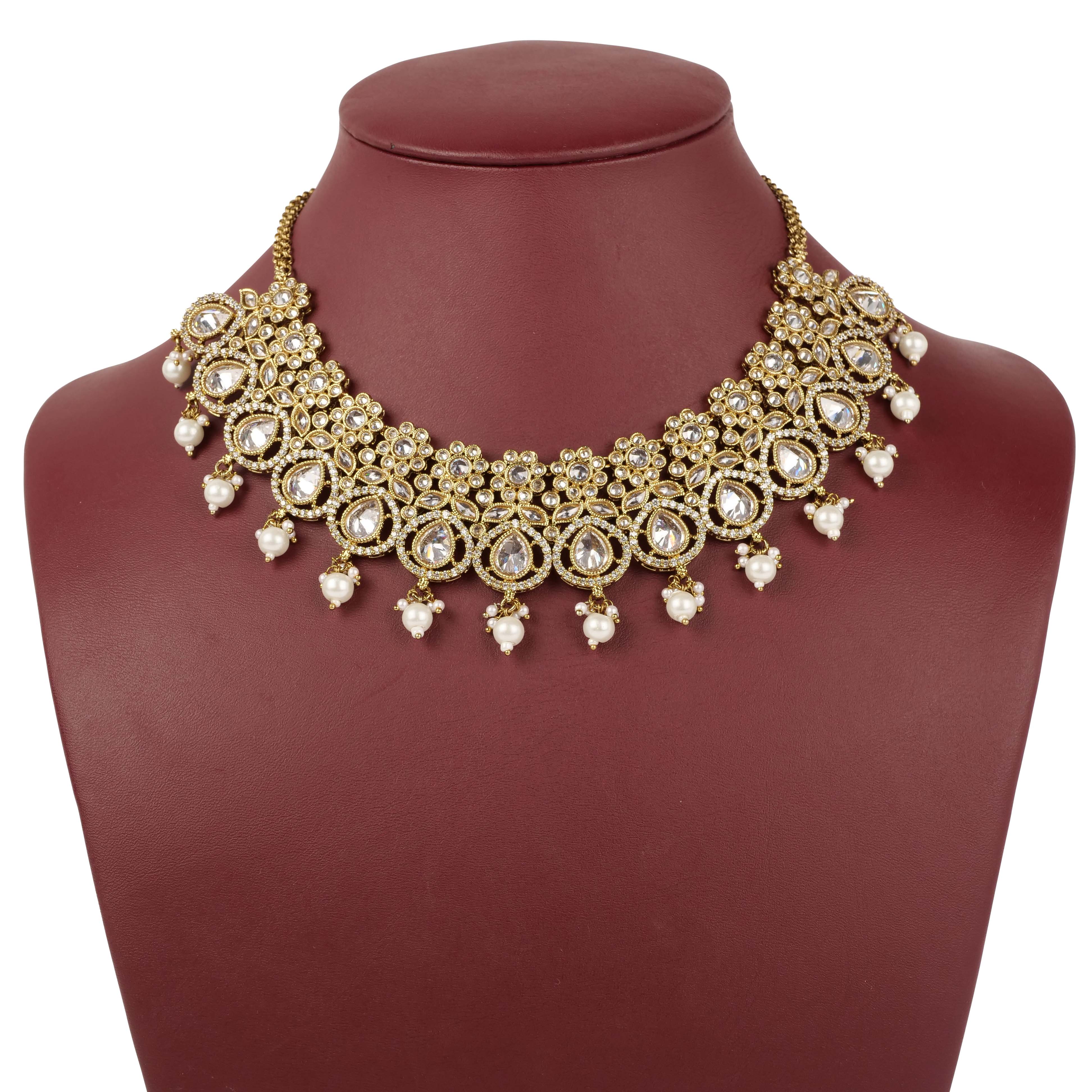 Suman Necklace Set in White