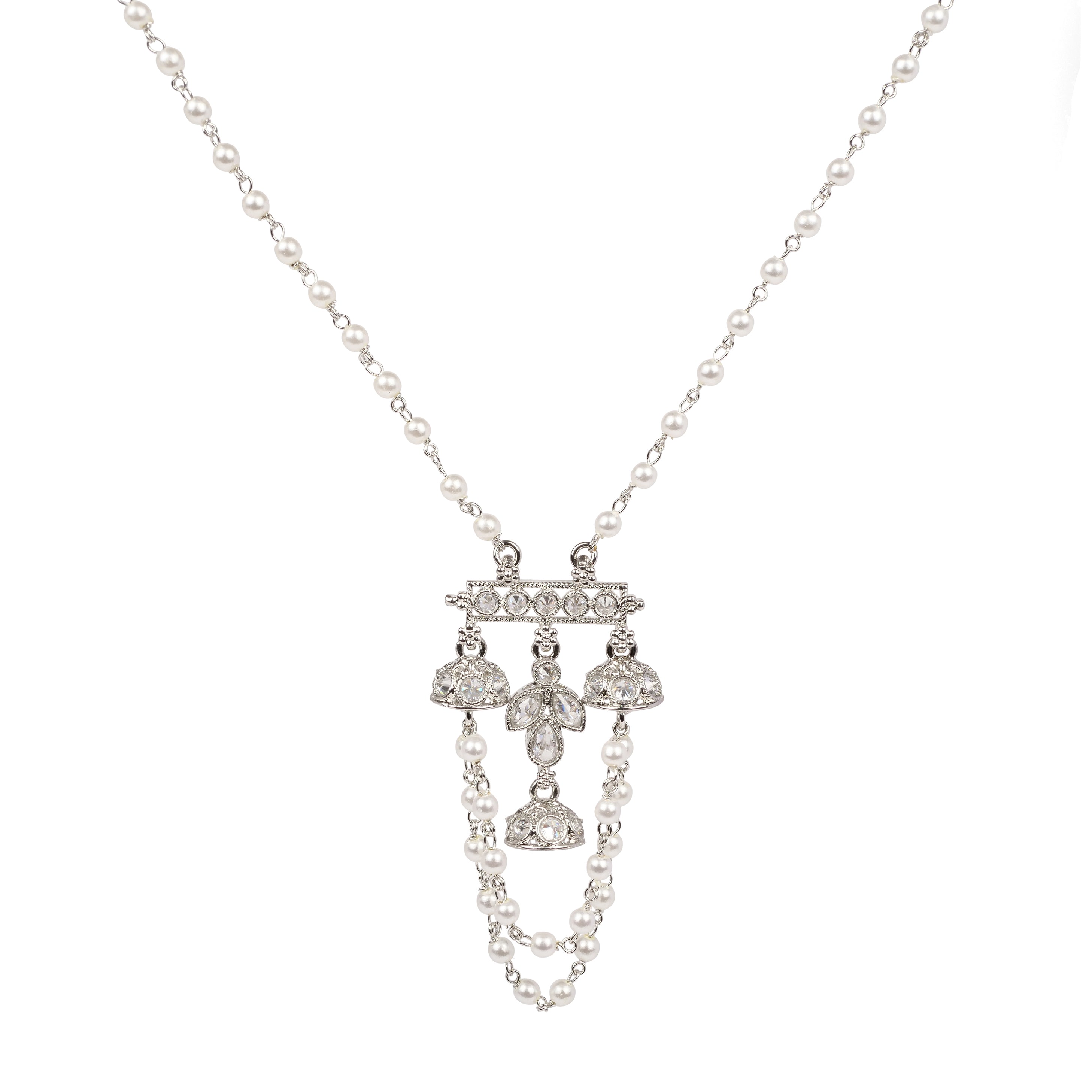 Noor Necklace in Pearl and Rhodium
