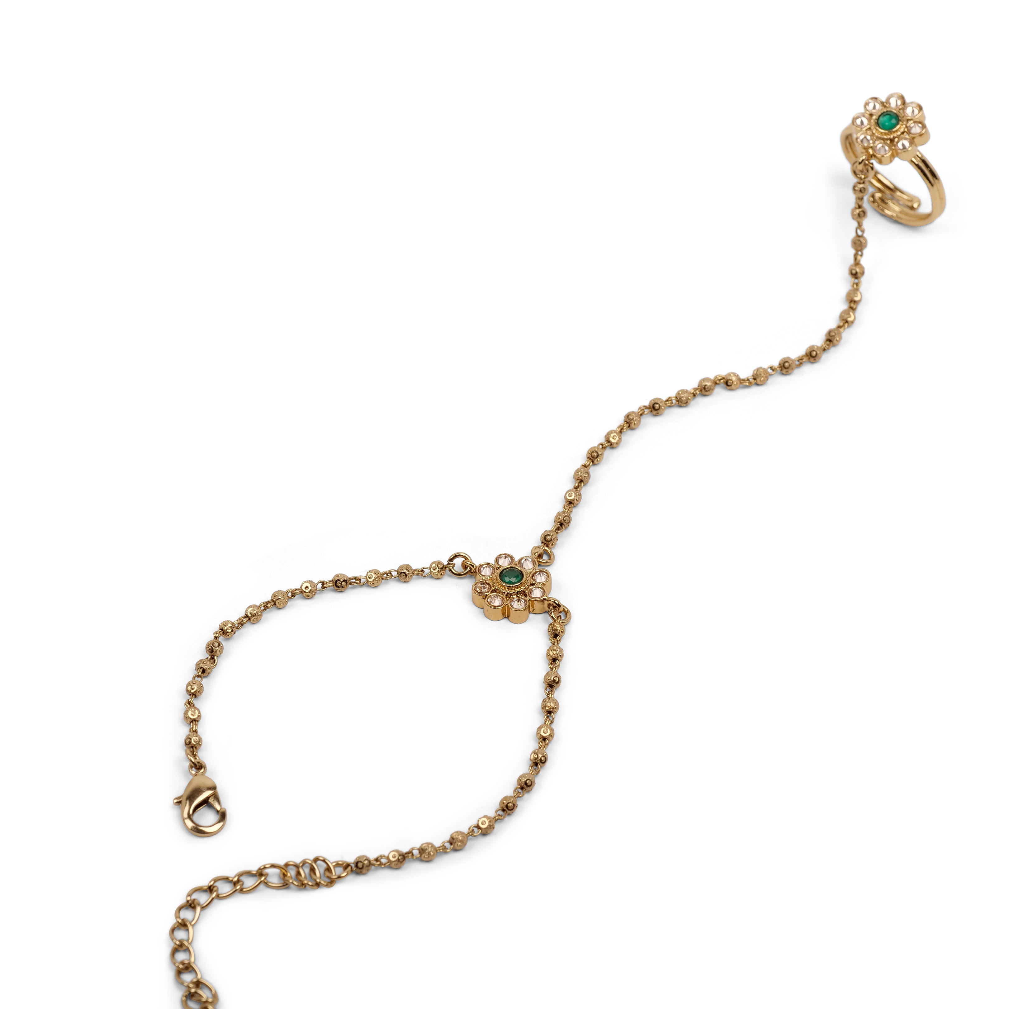 Forever Floral Hand Chain in Green