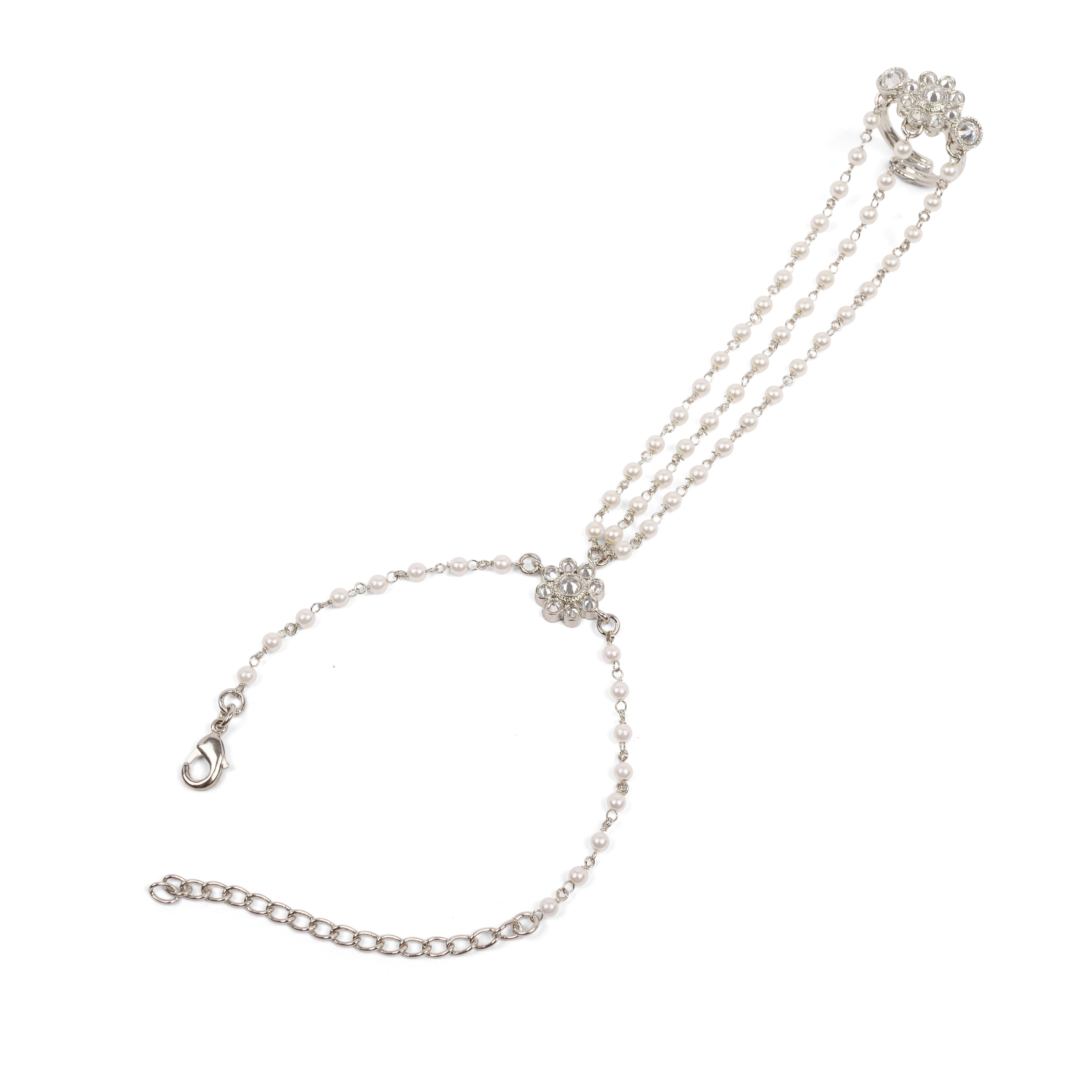 Forever Floral Triple Hand Chain in Rhodium