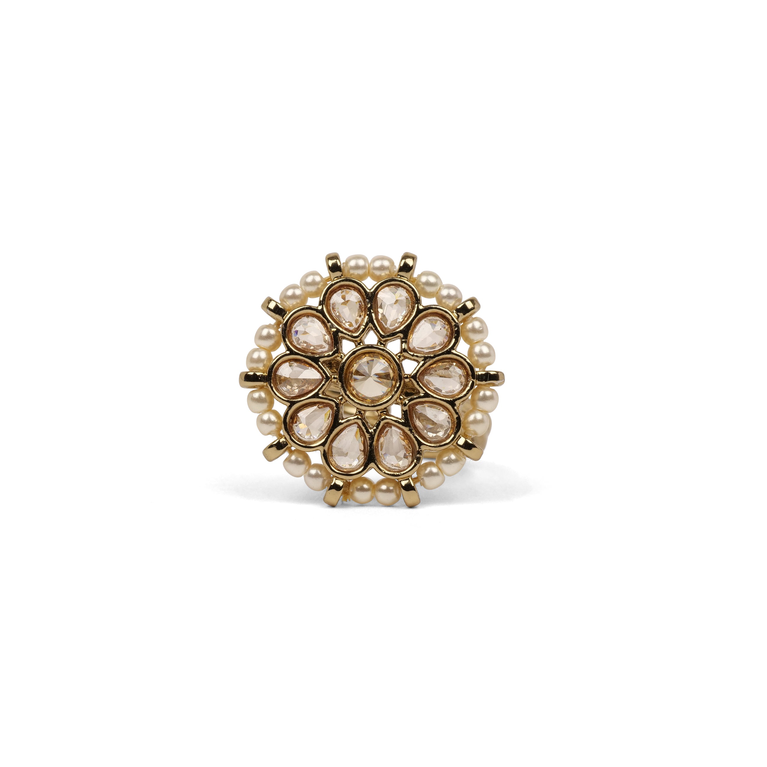 Neepa Pearl and Crystal Ring in Light Topaz