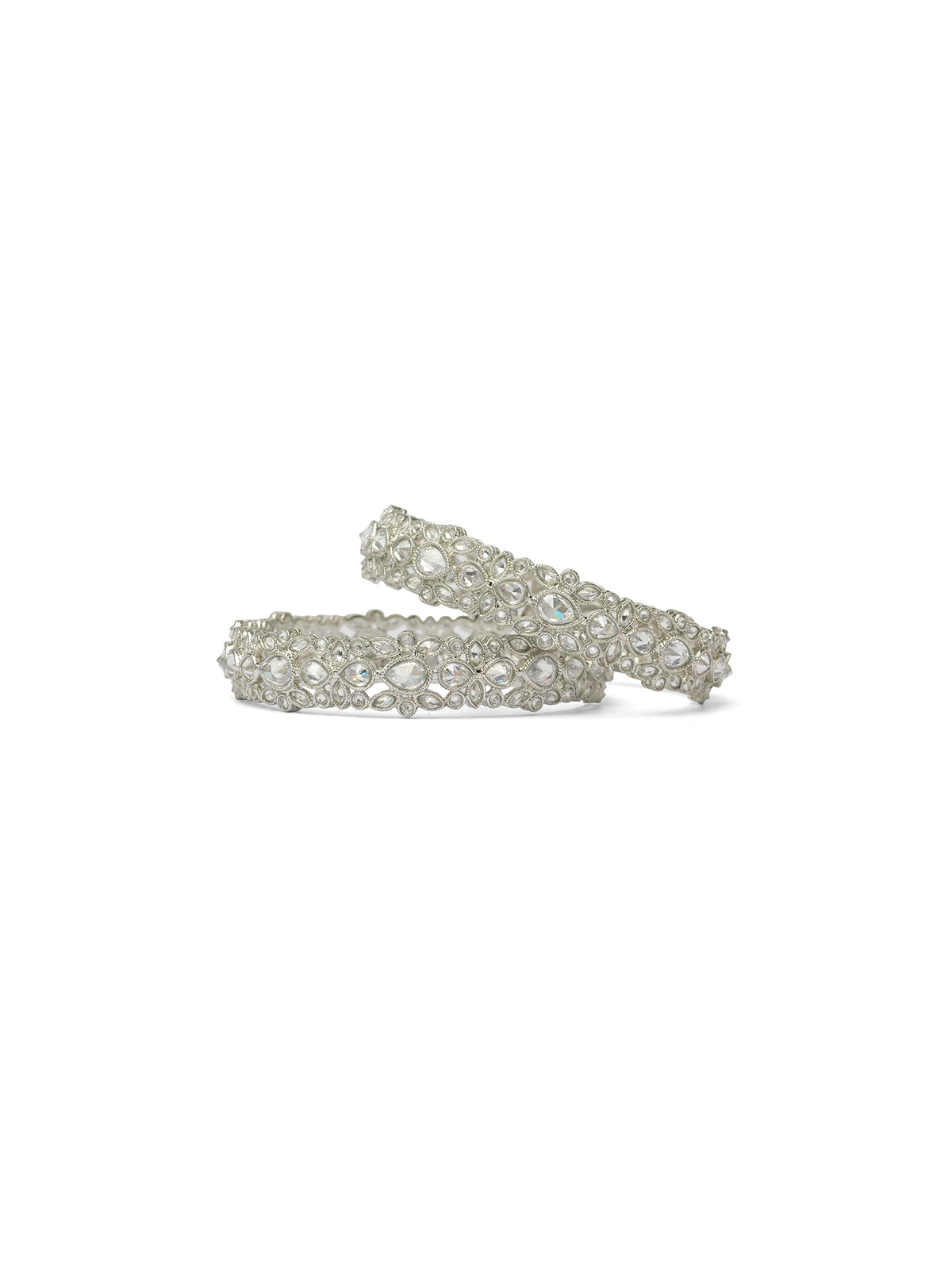 Radhi Kada Bangles in Rhodium