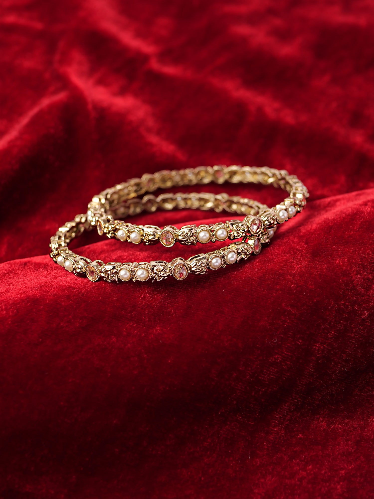 Ragini Pearl and Antique Gold Bangles