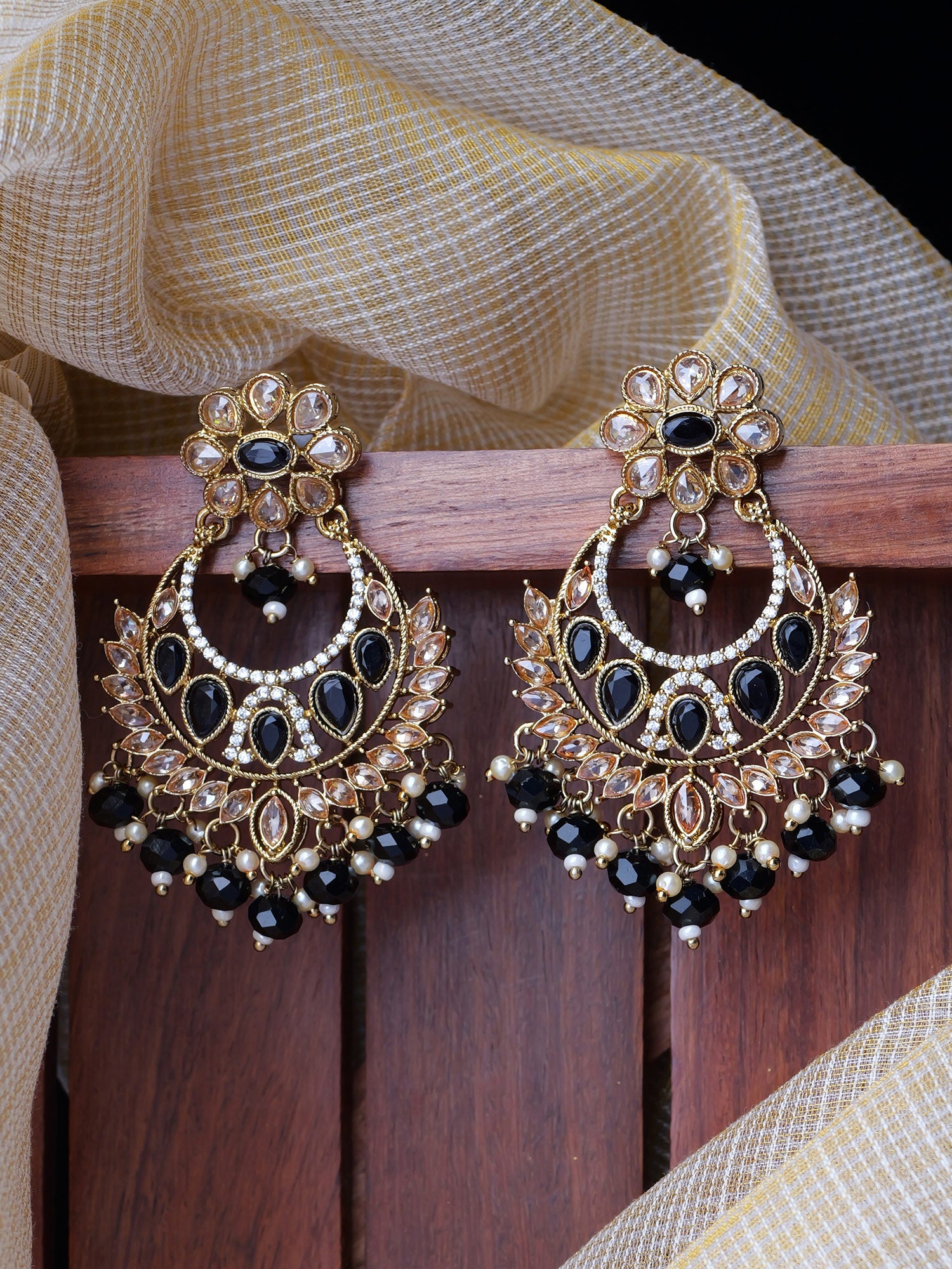 Rahi Chandbali Earrings in Black