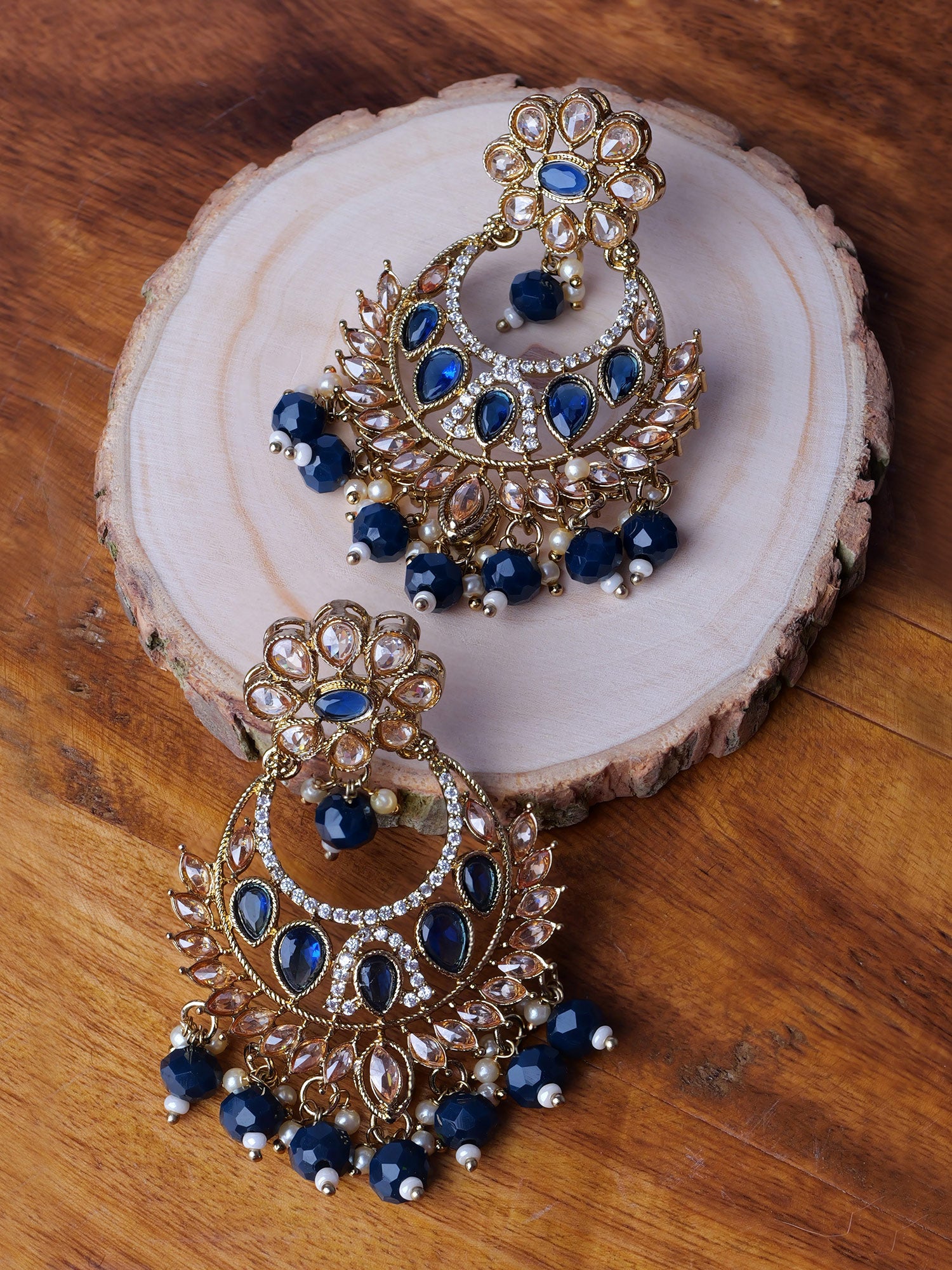 Rahi Chandbali Earrings in Blue