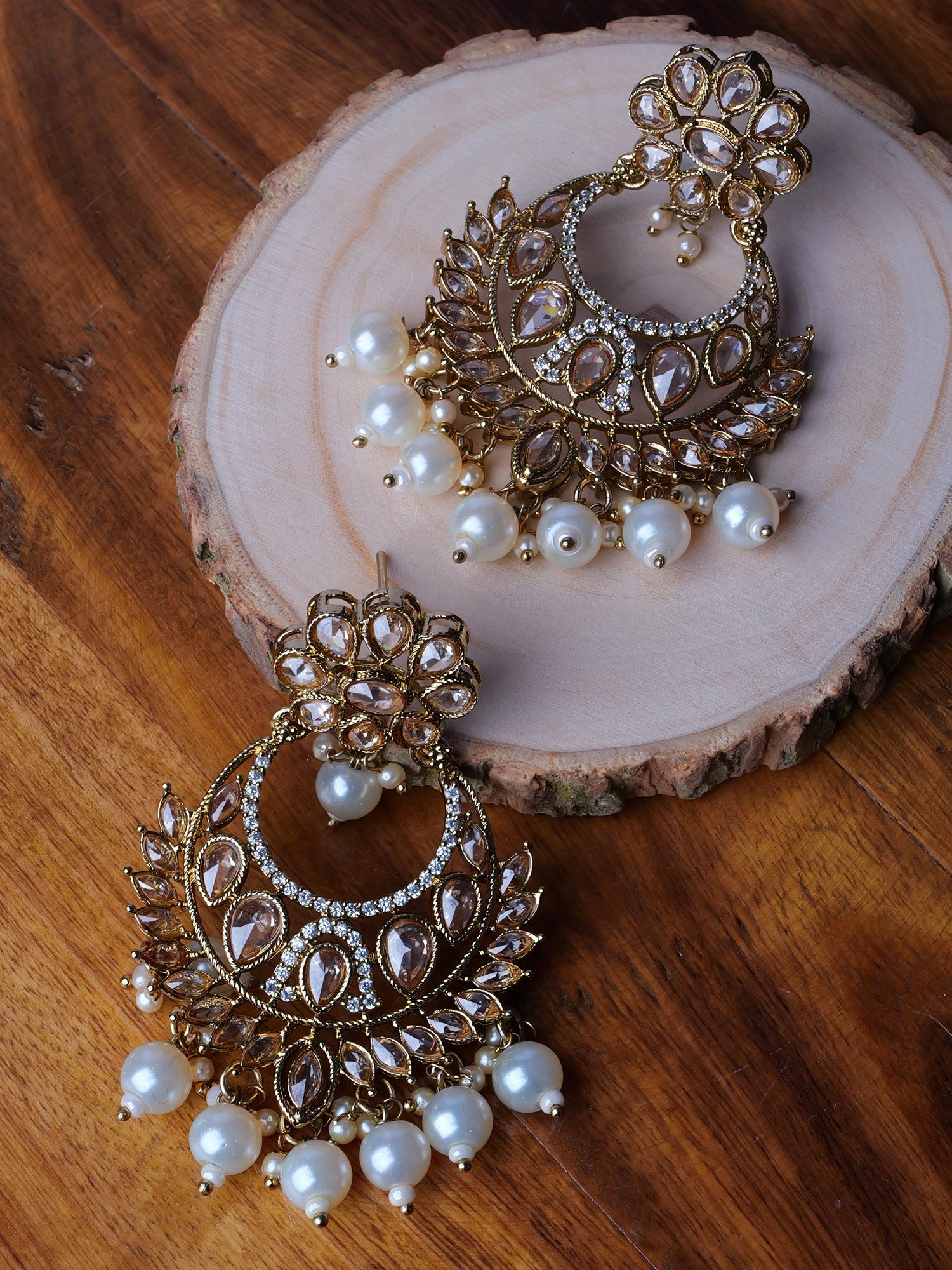 Rahi Chandbali Earrings in Champagne