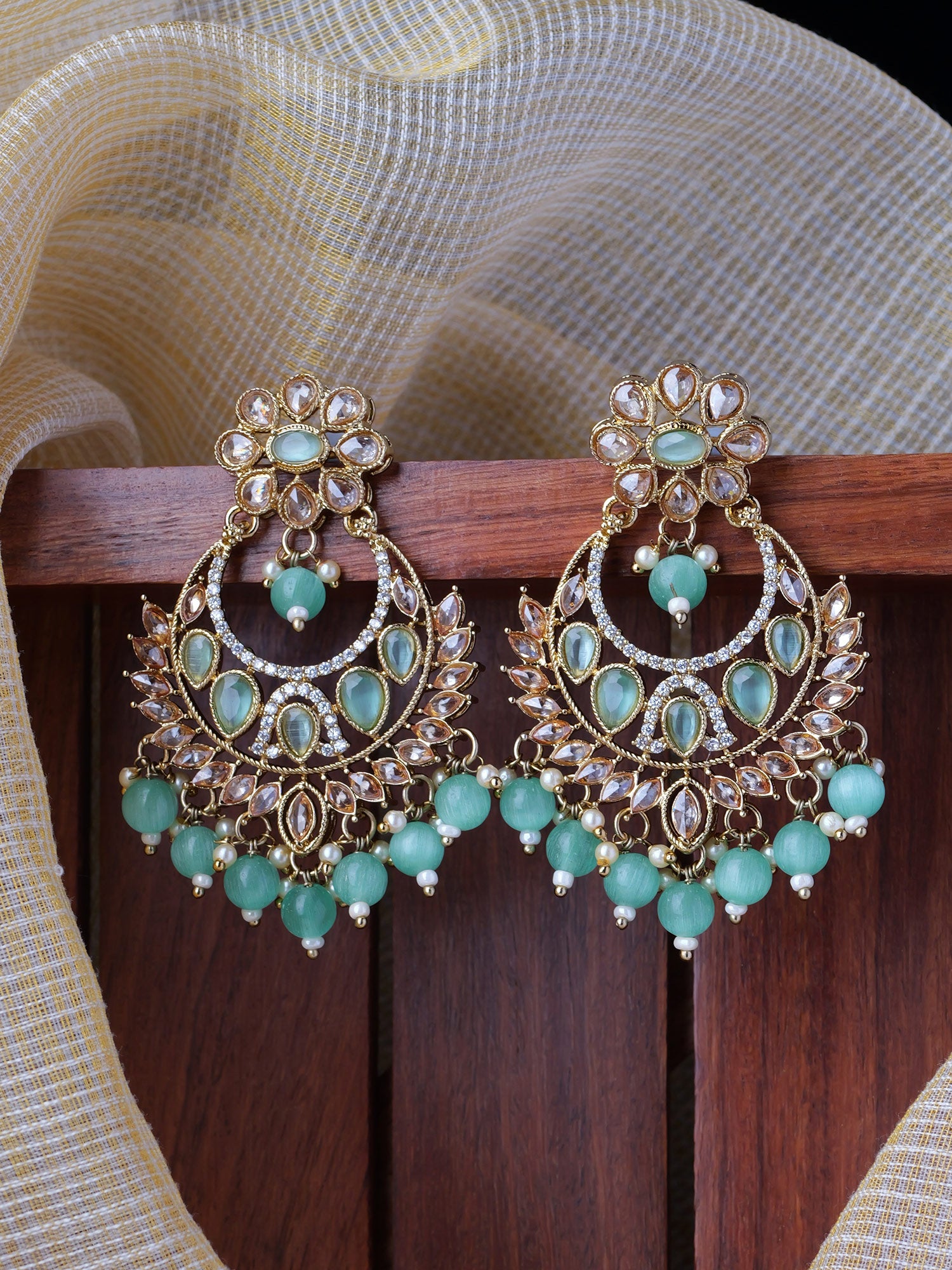 Rahi Chandbali Earrings in Light Blue